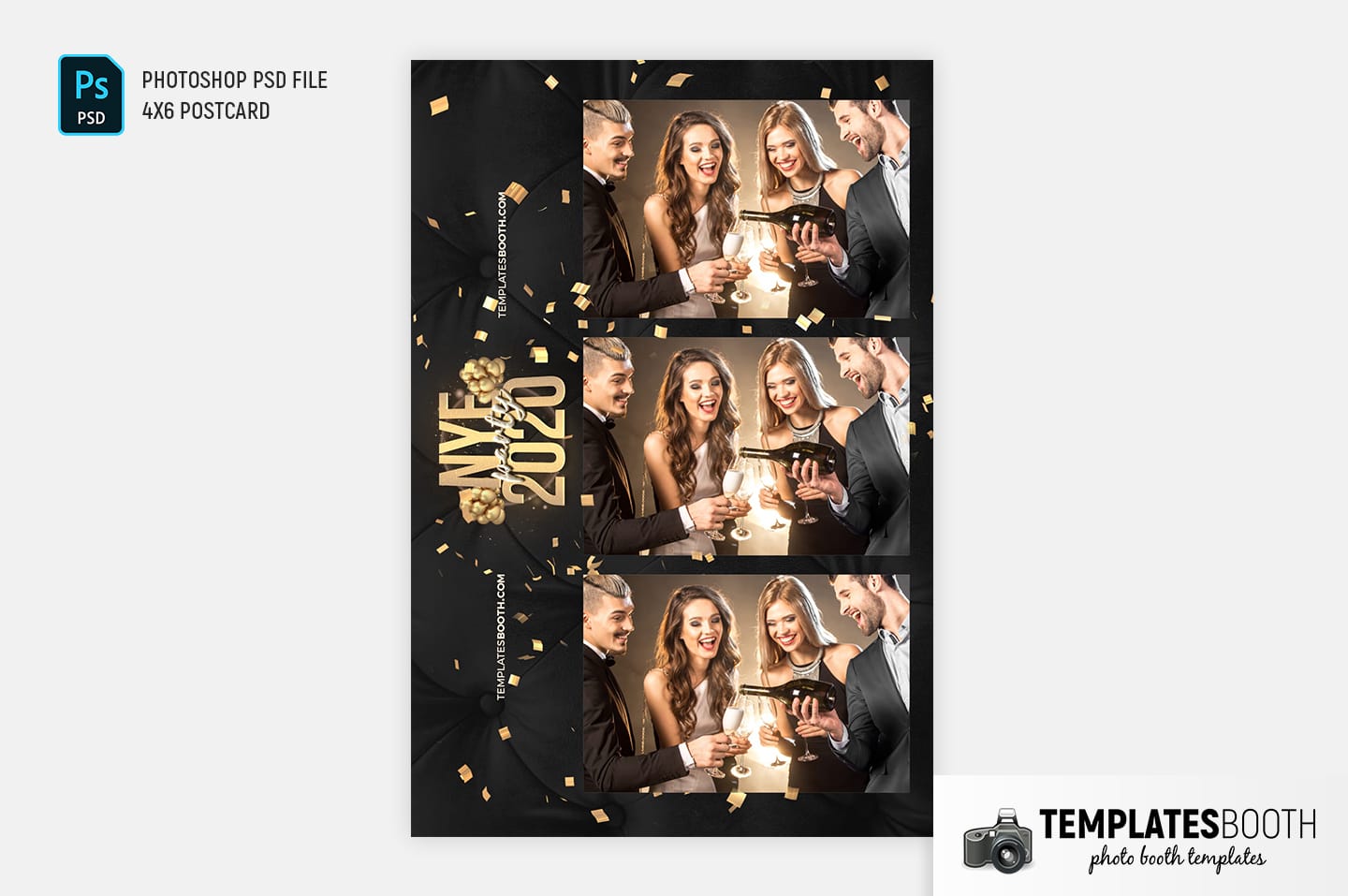 New Year's Eve Photo Booth Template (4x6 postcard)