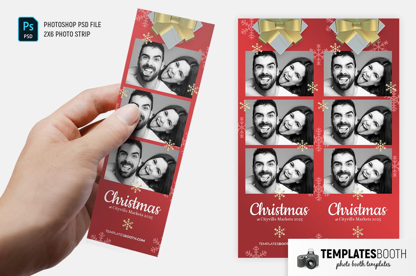 Christmas Gift Photo Booth Template (2x6 photo strip)