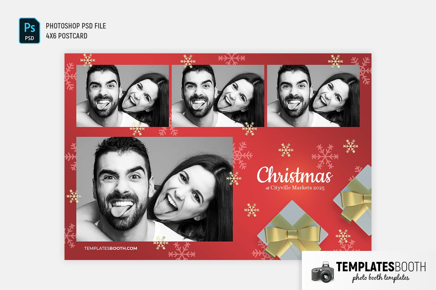 Christmas Gift Photo Booth Template (4x6 postcard)