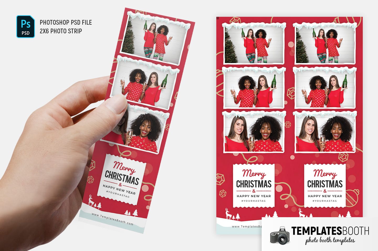 Merry Christmas Photo Booth Template (2x6 photo strip)