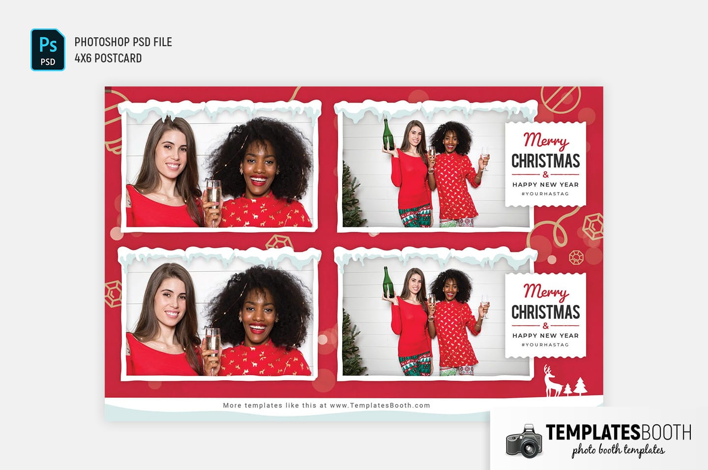 Merry Christmas Photo Booth Template (4x6 postcard)