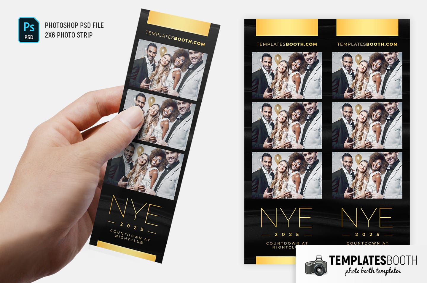 New Year's Eve Photo Booth Template (2x6 photo strip)