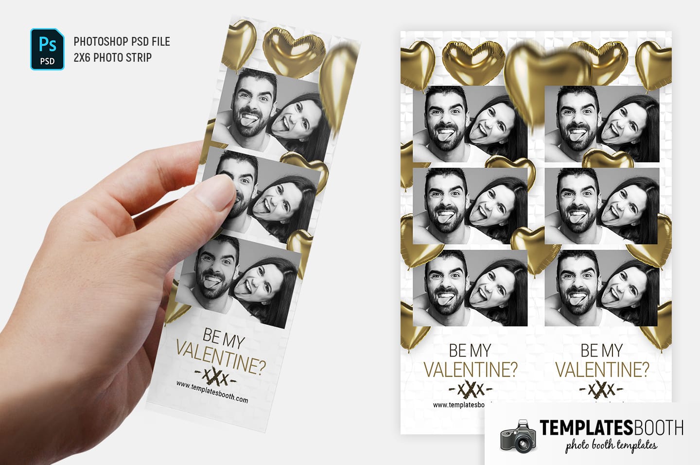 Be My Valentine Photo Booth Template (2x6 photo strip)