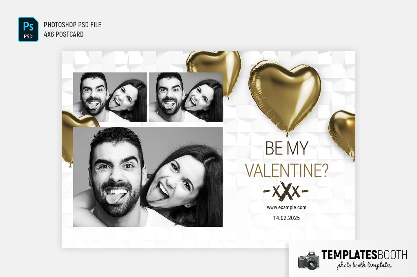 Be My Valentine Photo Booth Template (4x6 landscape)