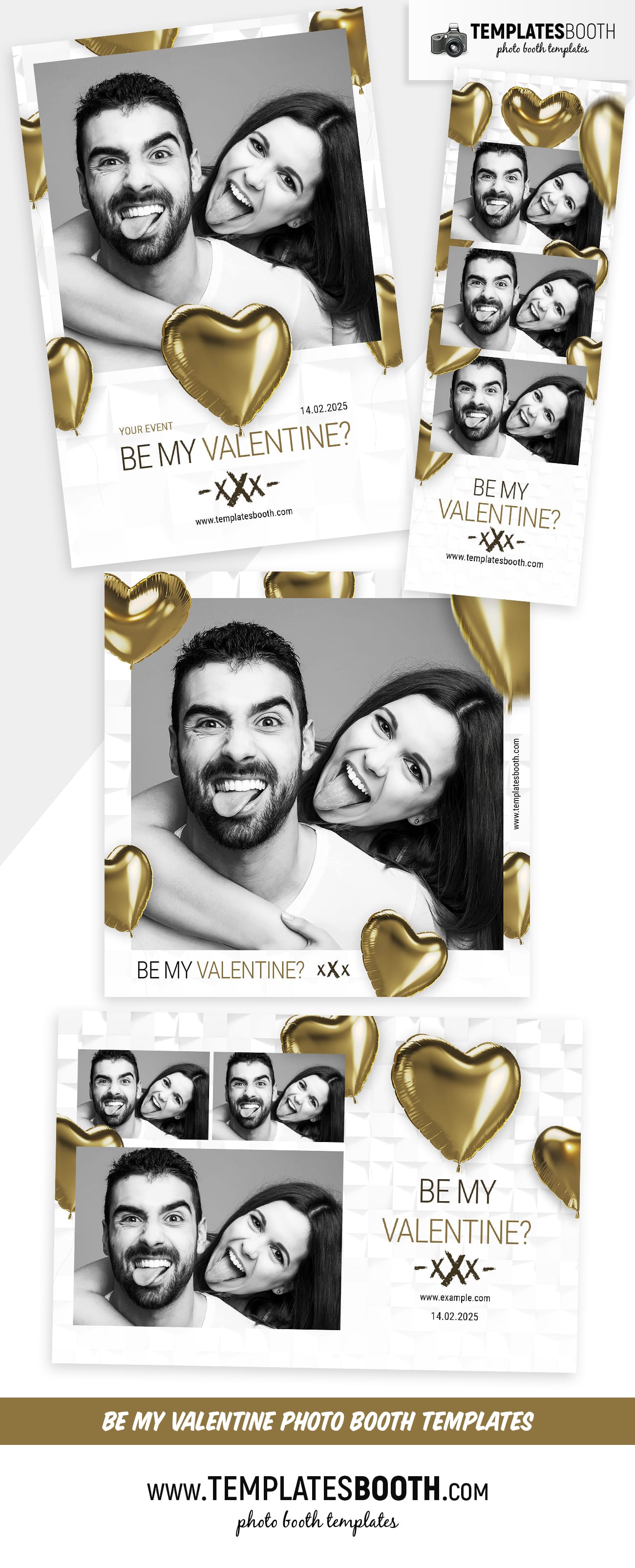 Be My Valentine Photo Booth Template (full preview)
