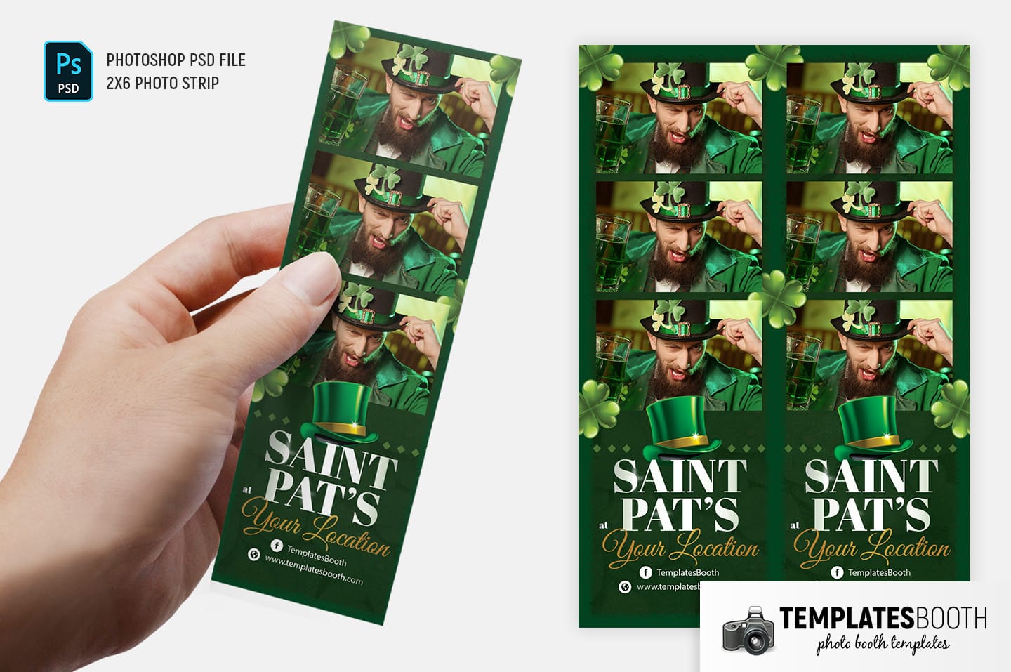 Saint Patrick's Day Photo Booth Template (2x6" photo strip)