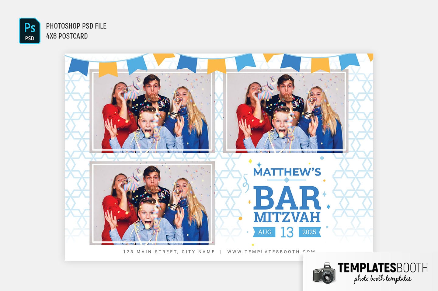 Bar Mitzvah Photo Booth Template (4x6 postcard landscape)