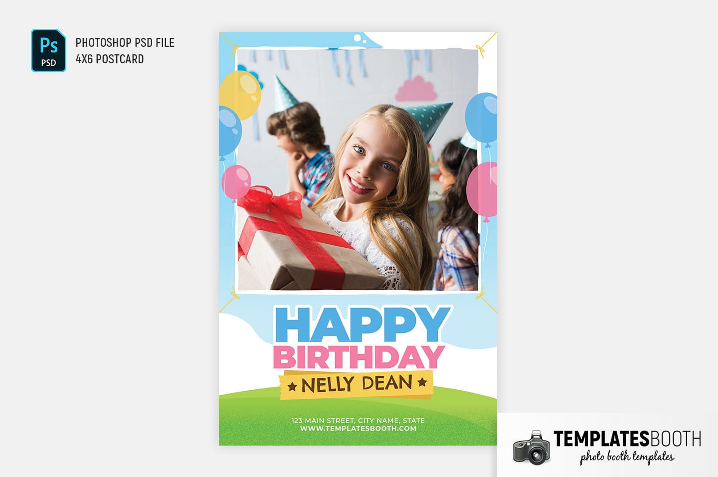 Happy Birthday Photo Booth Template (4x6 Postcard)