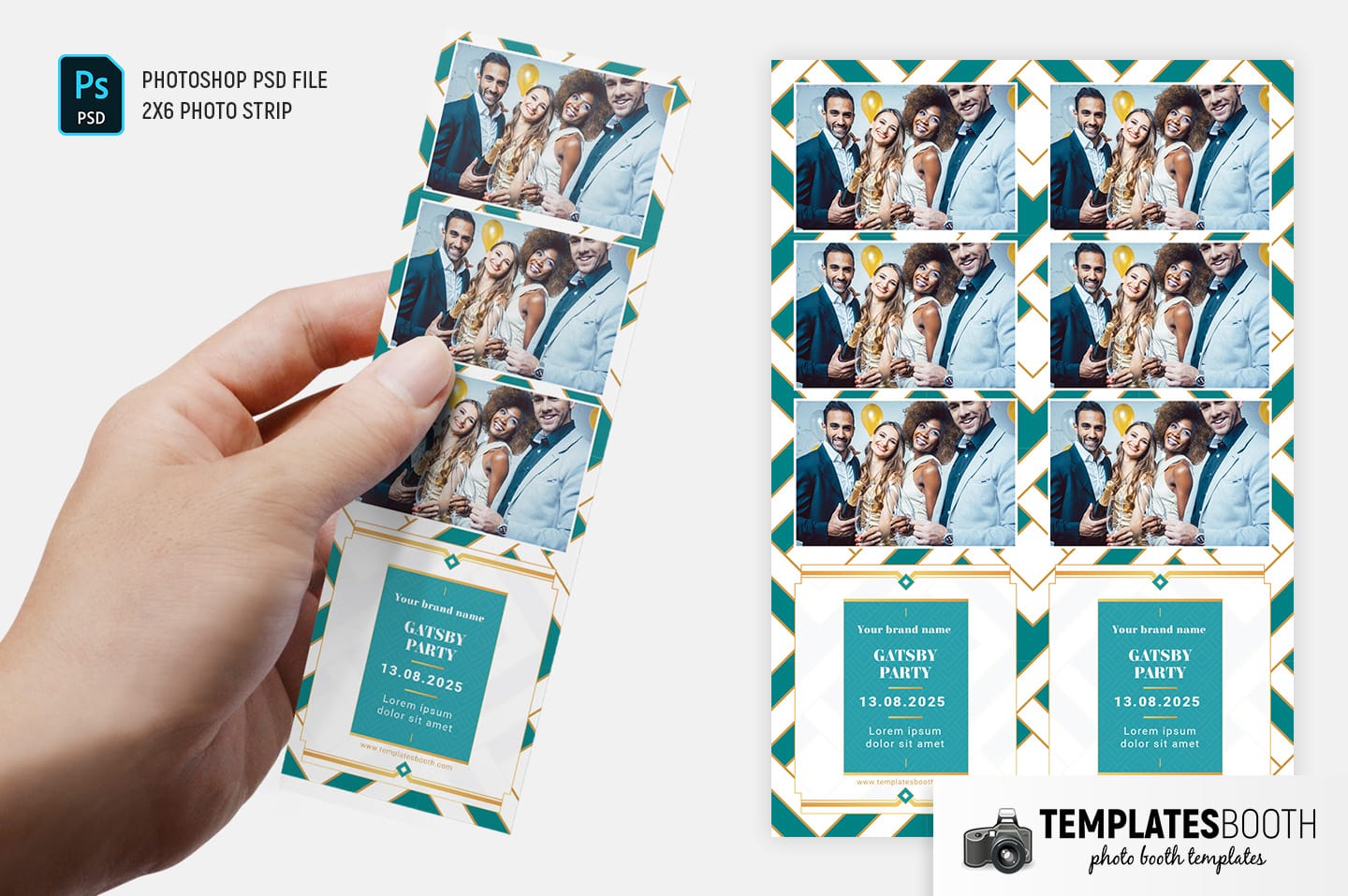 Turquoise Glamour Photo Booth Template (2x6 photo strip)