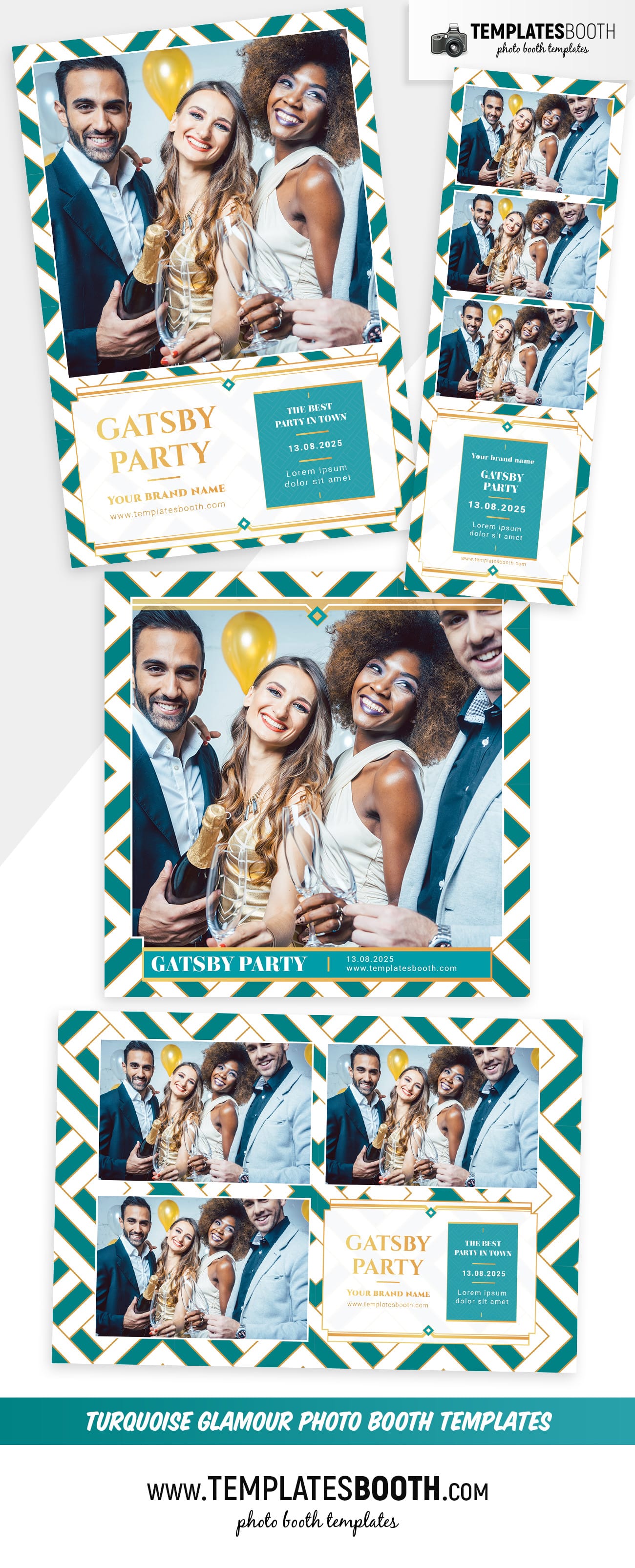 Turquoise Glamour Photo Booth Template (Full Preview)