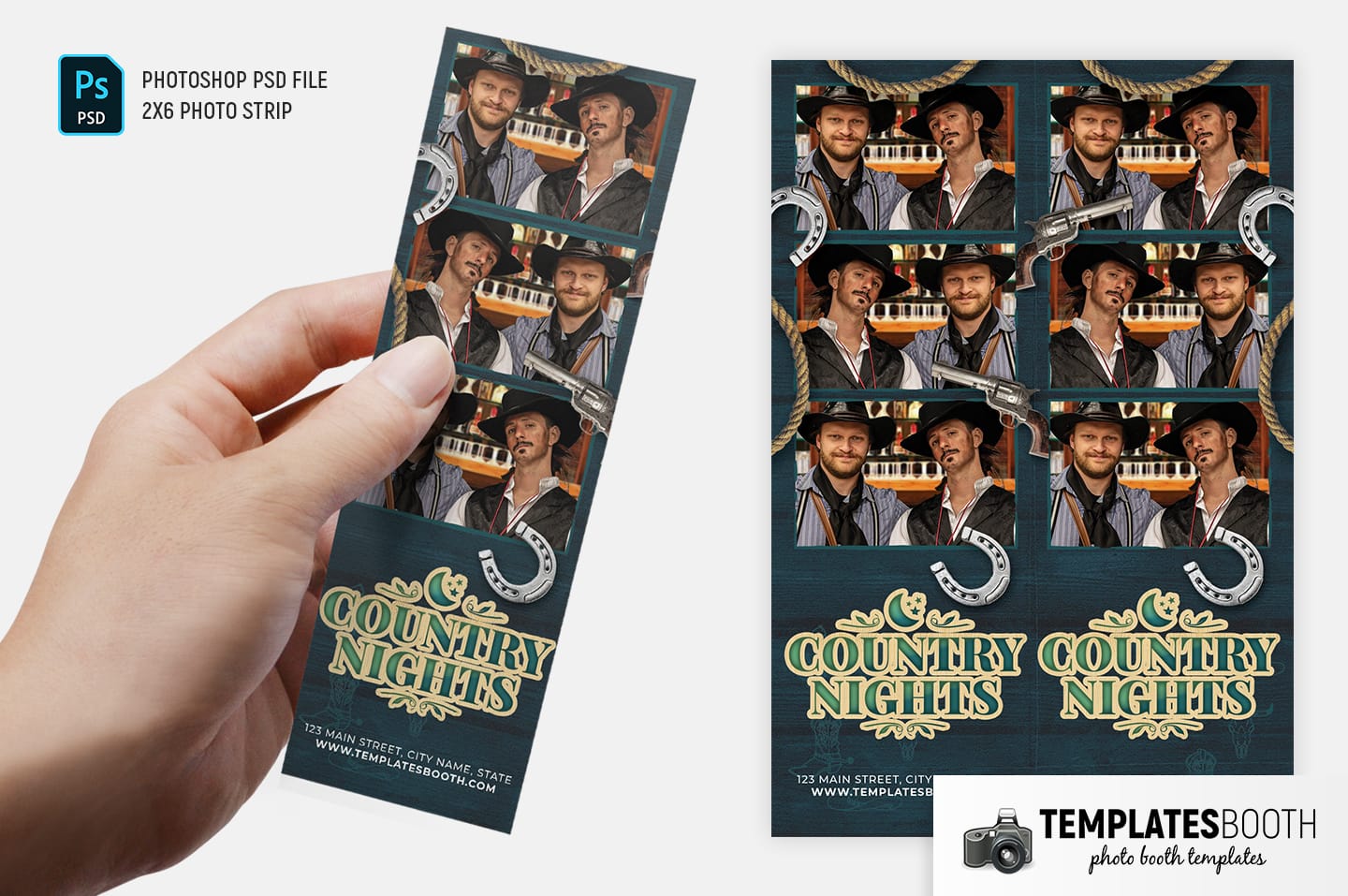 Country Nights Photo Booth Template (2x6 photo strip)