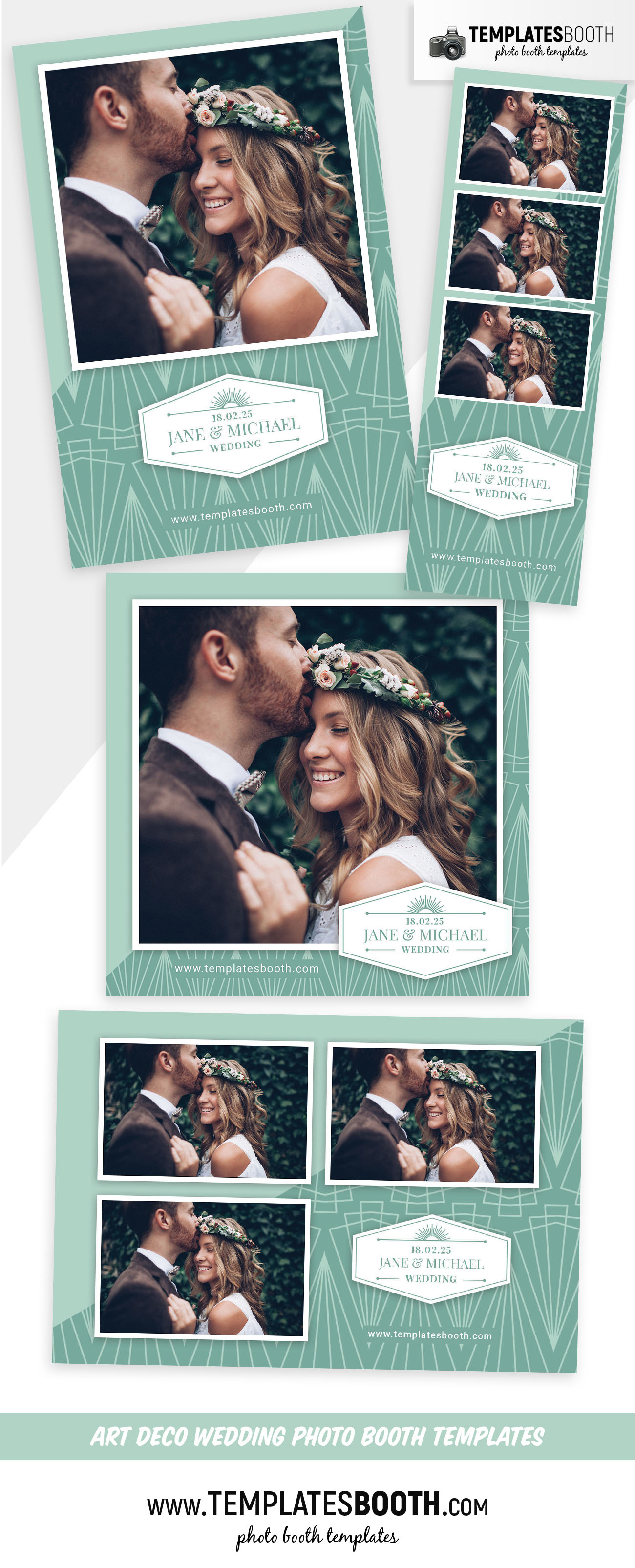 Peppermint Art Deco Wedding Photo Booth Template