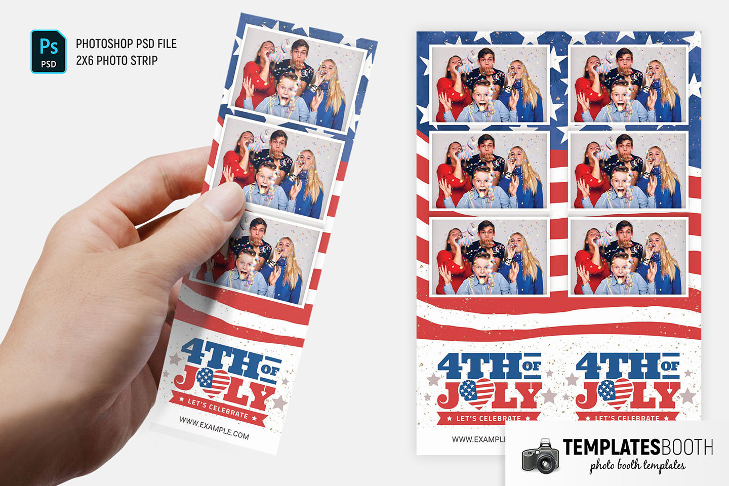 Modern 4th July Photo Booth Template (PSD, DSLR Booth)