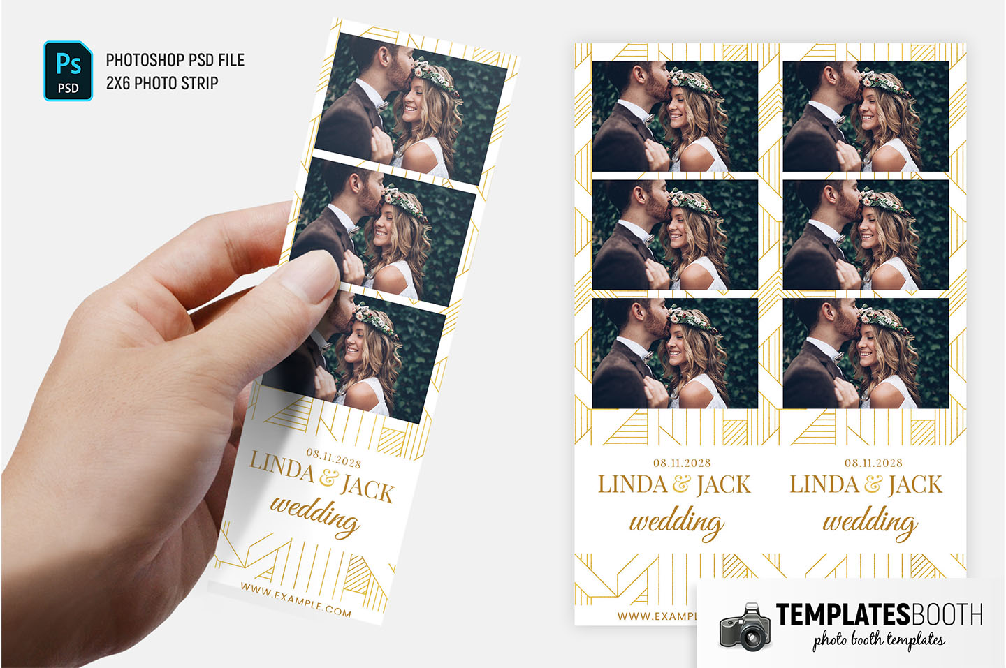 Minimal Art Deco Wedding Photo Booth Template (Photoshop PSD & DSLR Booth)