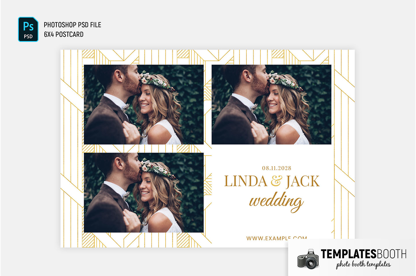 Minimal Art Deco Wedding Photo Booth Template (Photoshop PSD & DSLR Booth)
