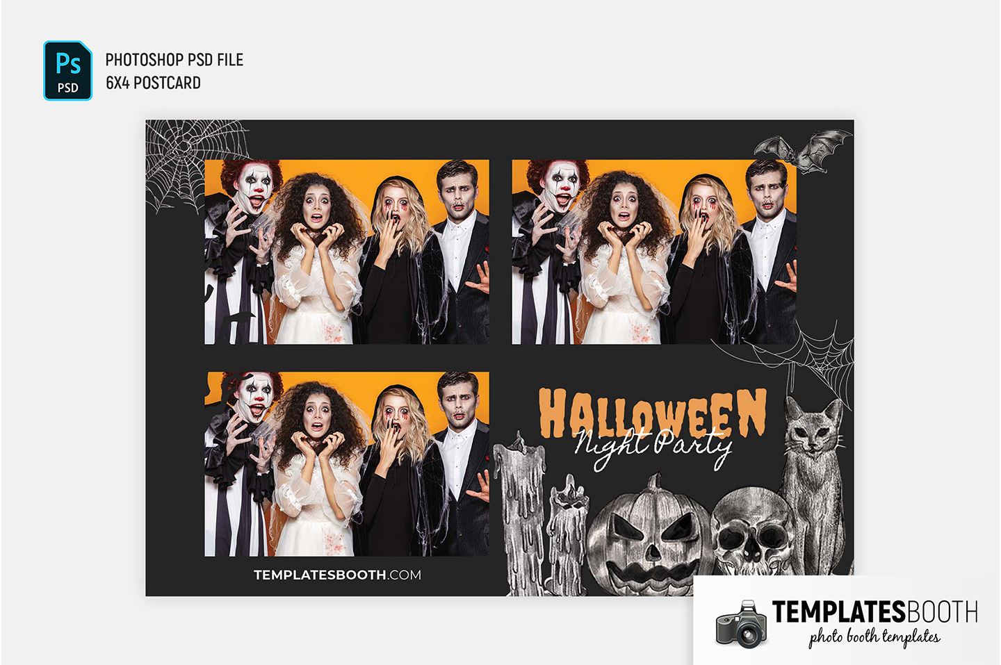 Sketched Halloween Photo Booth Template (For DSLR Booth, PNG & Photoshop PSD)