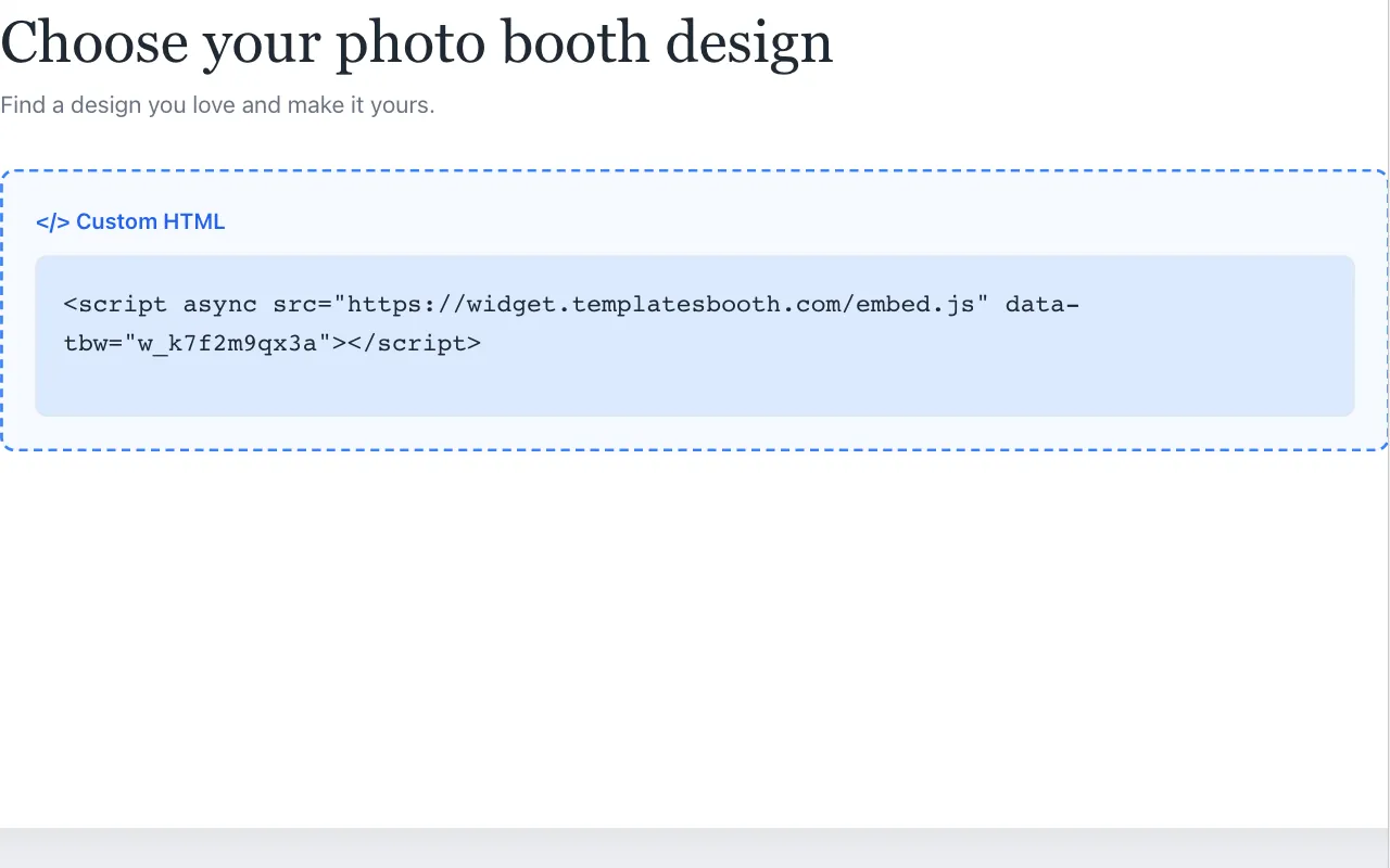Le code d’intégration est collé dans une page du site, puis la galerie apparaît.