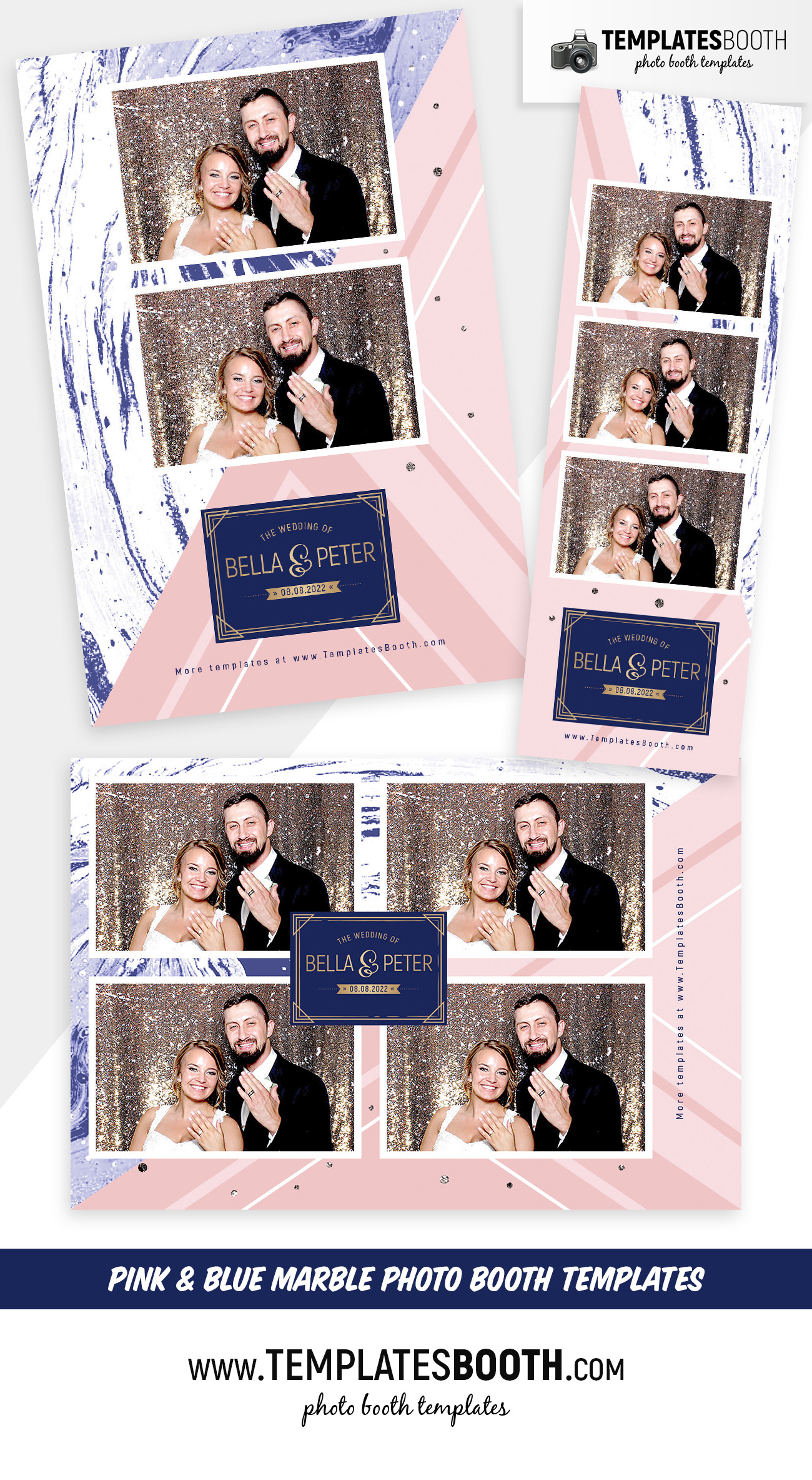 Pink & Blue Marble Photo Booth Template