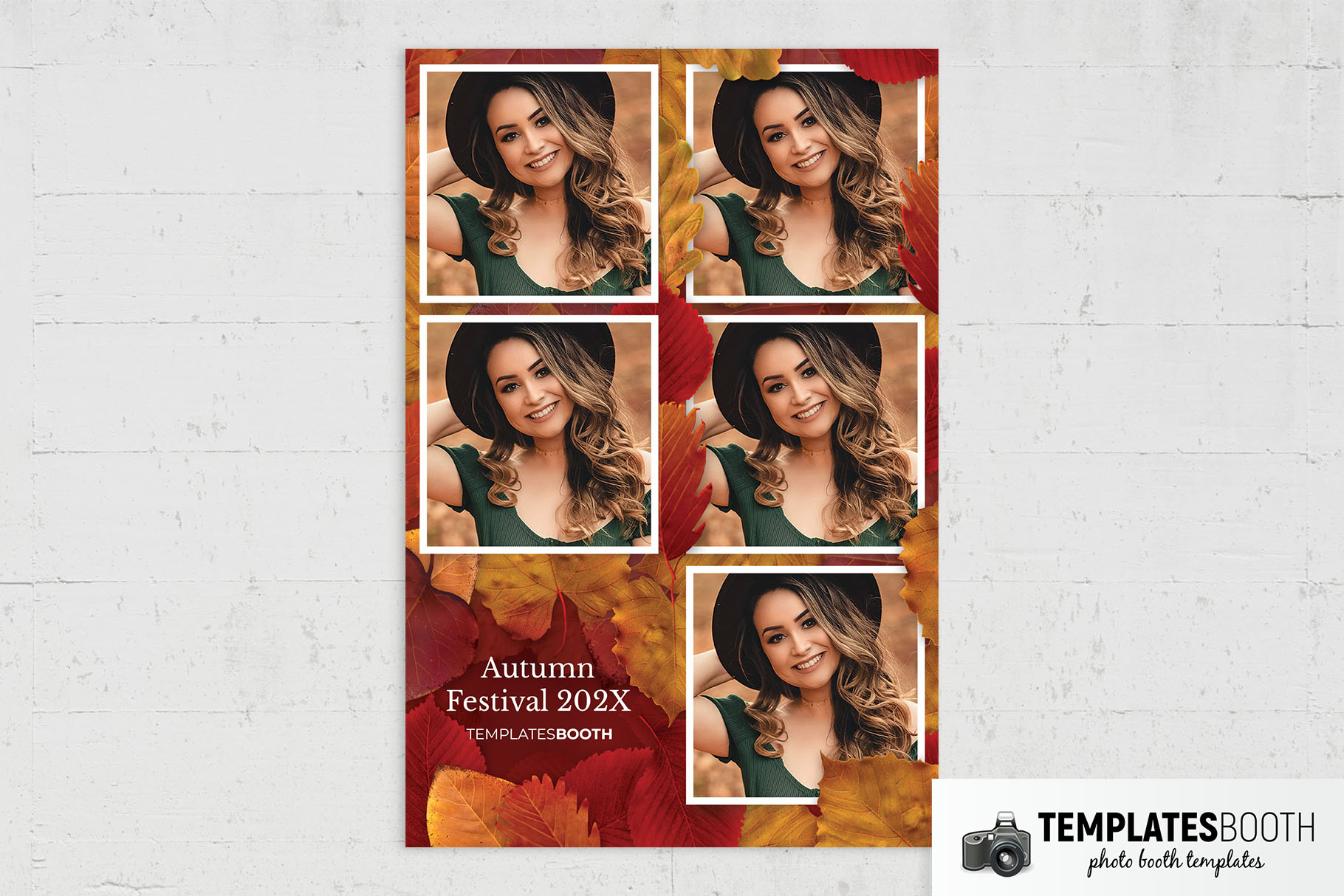 Autumn Glamour 4-pose Postcard  Photo Booth Templates, Overlays