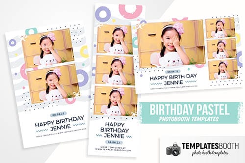 Modèle de Cabine Photo Pastel Anniversaire