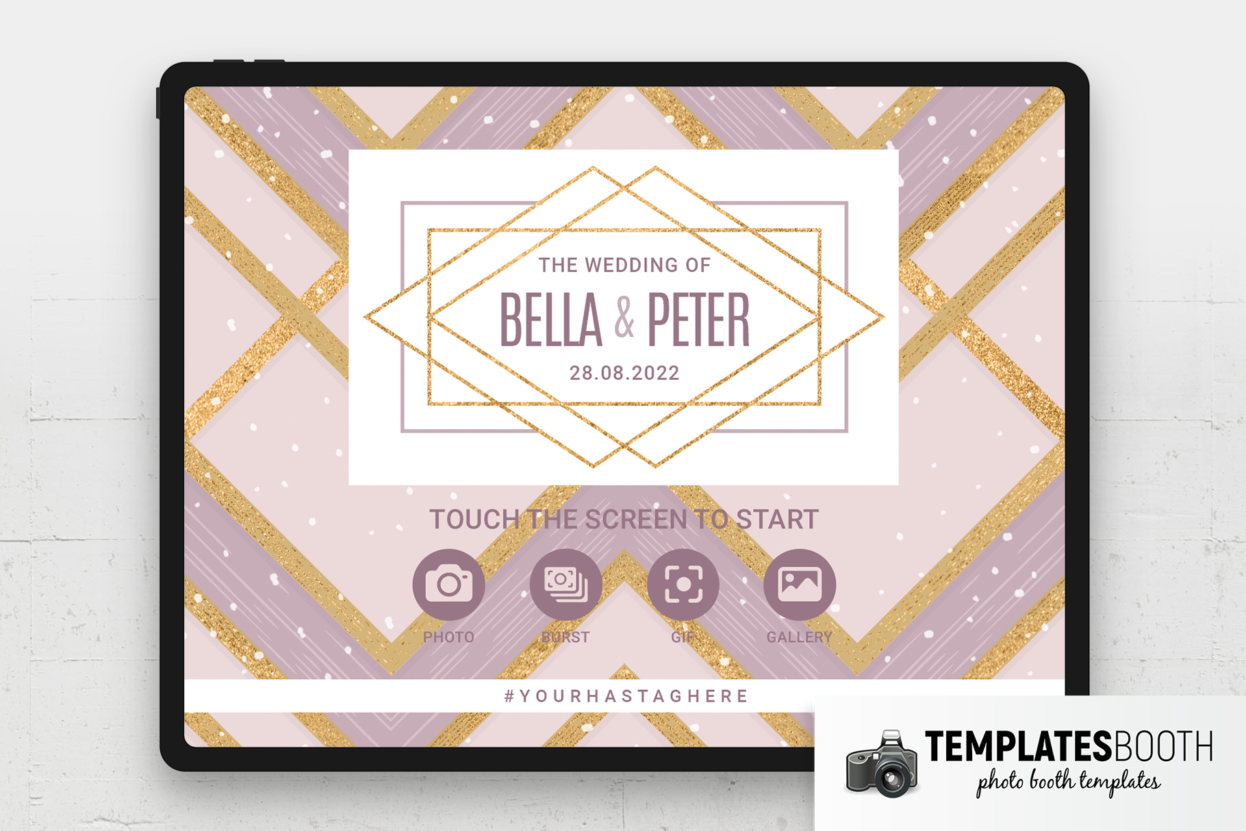 Purple & Gold Wedding Photo Booth Welcome Screen