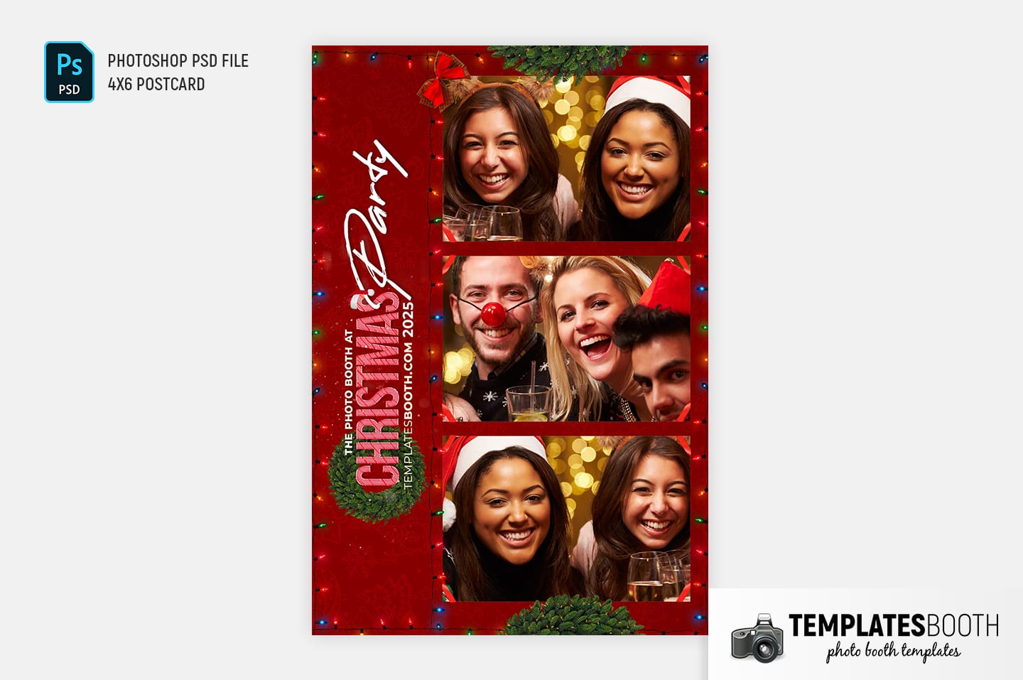 Christmas Party Photo Booth Template (4x6 Postcard)