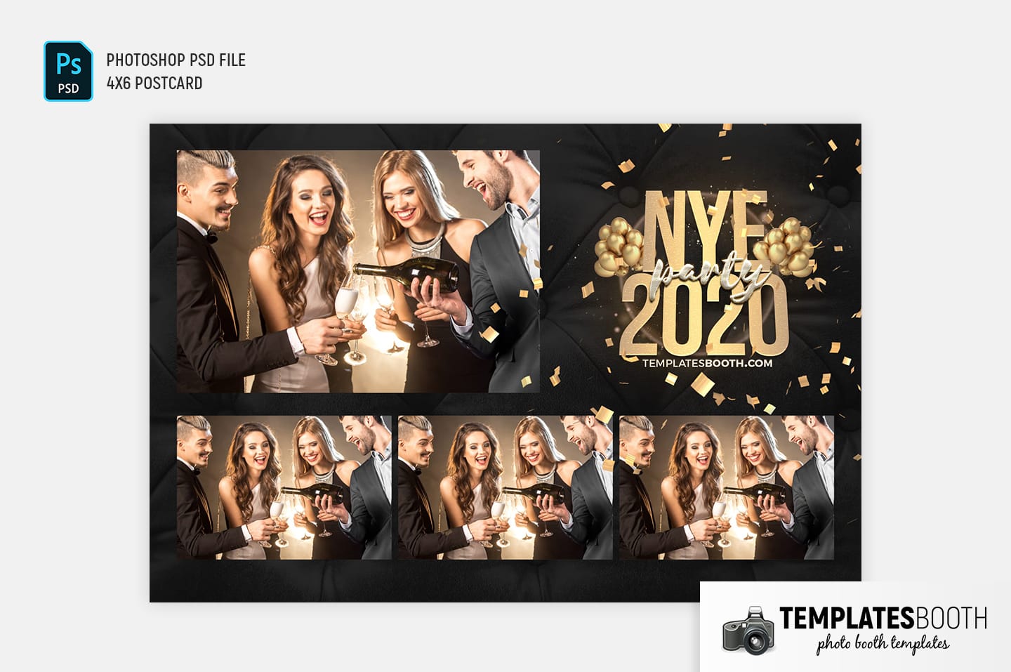 New Year's Eve Photo Booth Template (4x6 postcard)