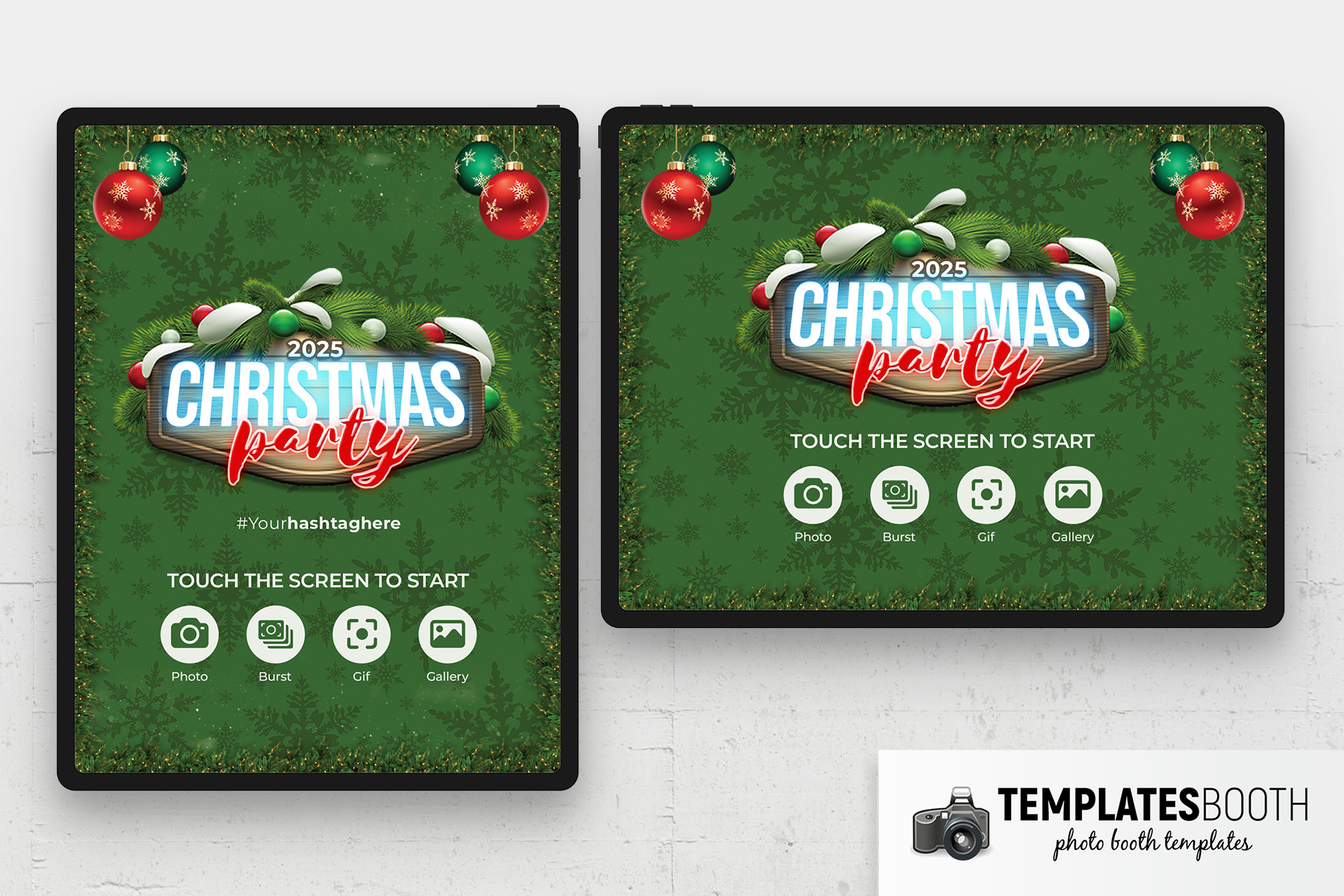 Green Christmas Photo Booth Welcome Screen