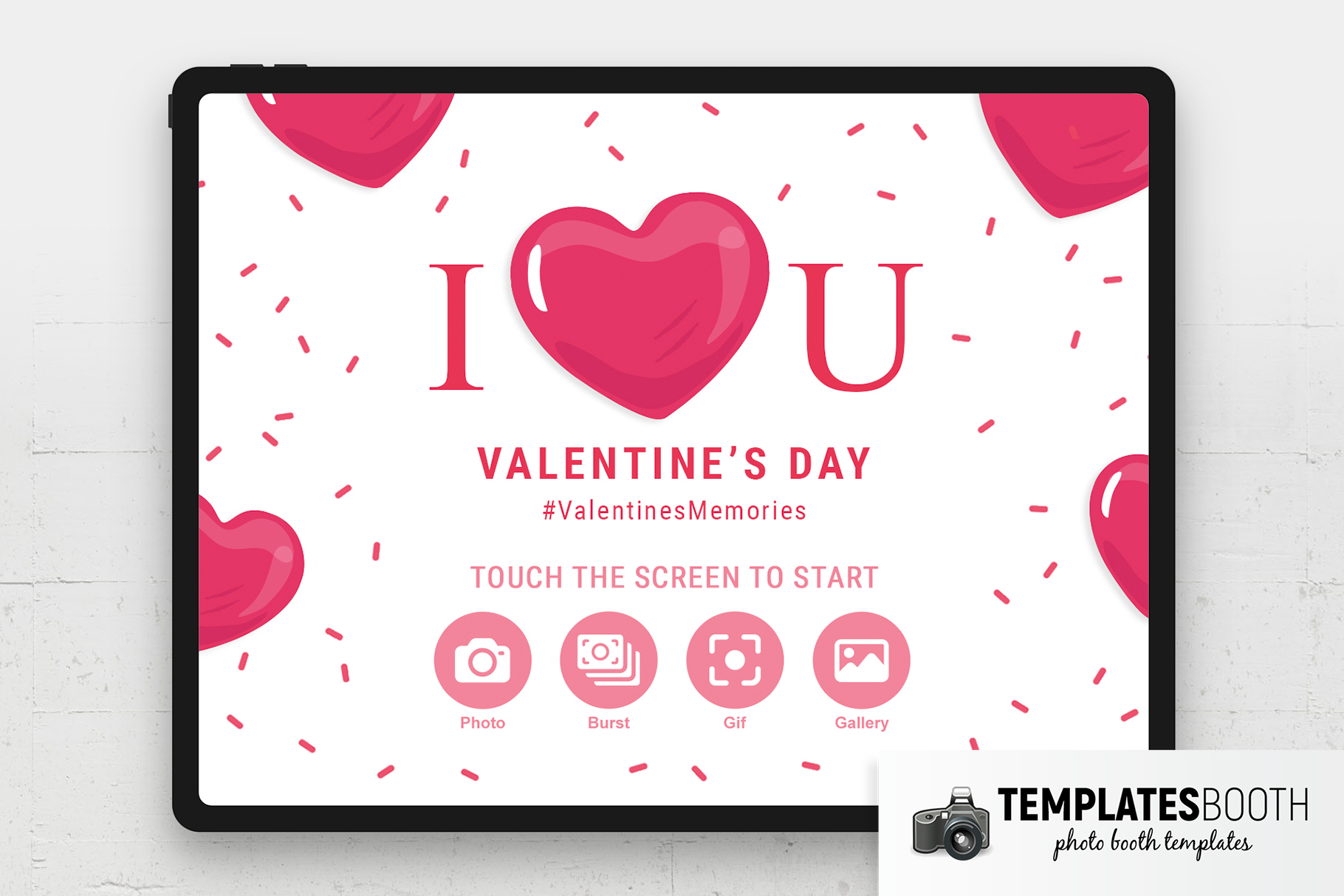 I Love You Valentine's Photo Booth Welcome Screen