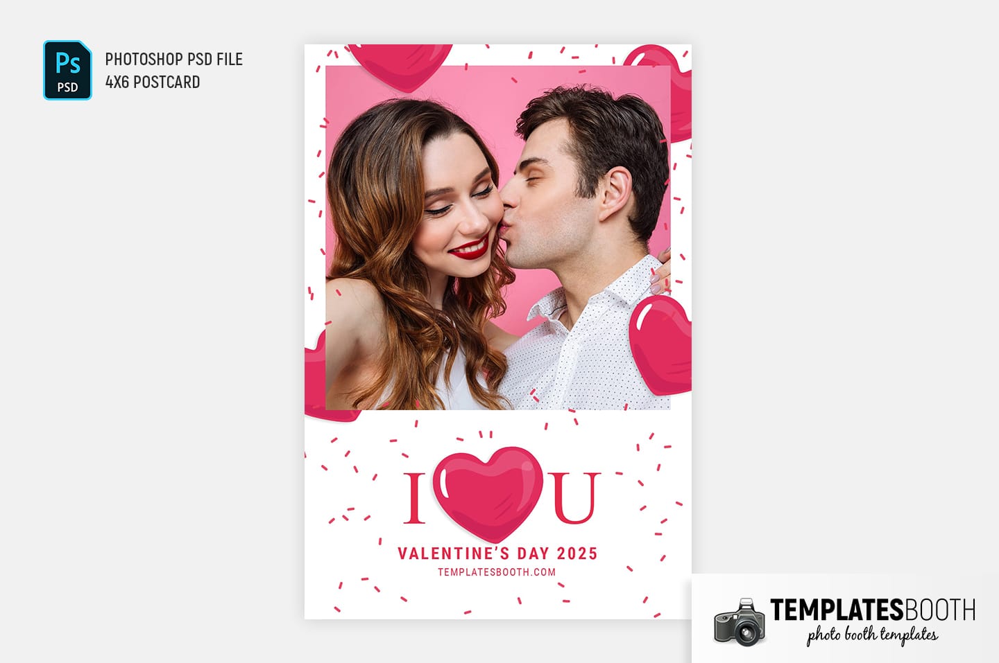I Love You Valentine's Day Photo Booth Template (centre postcard)