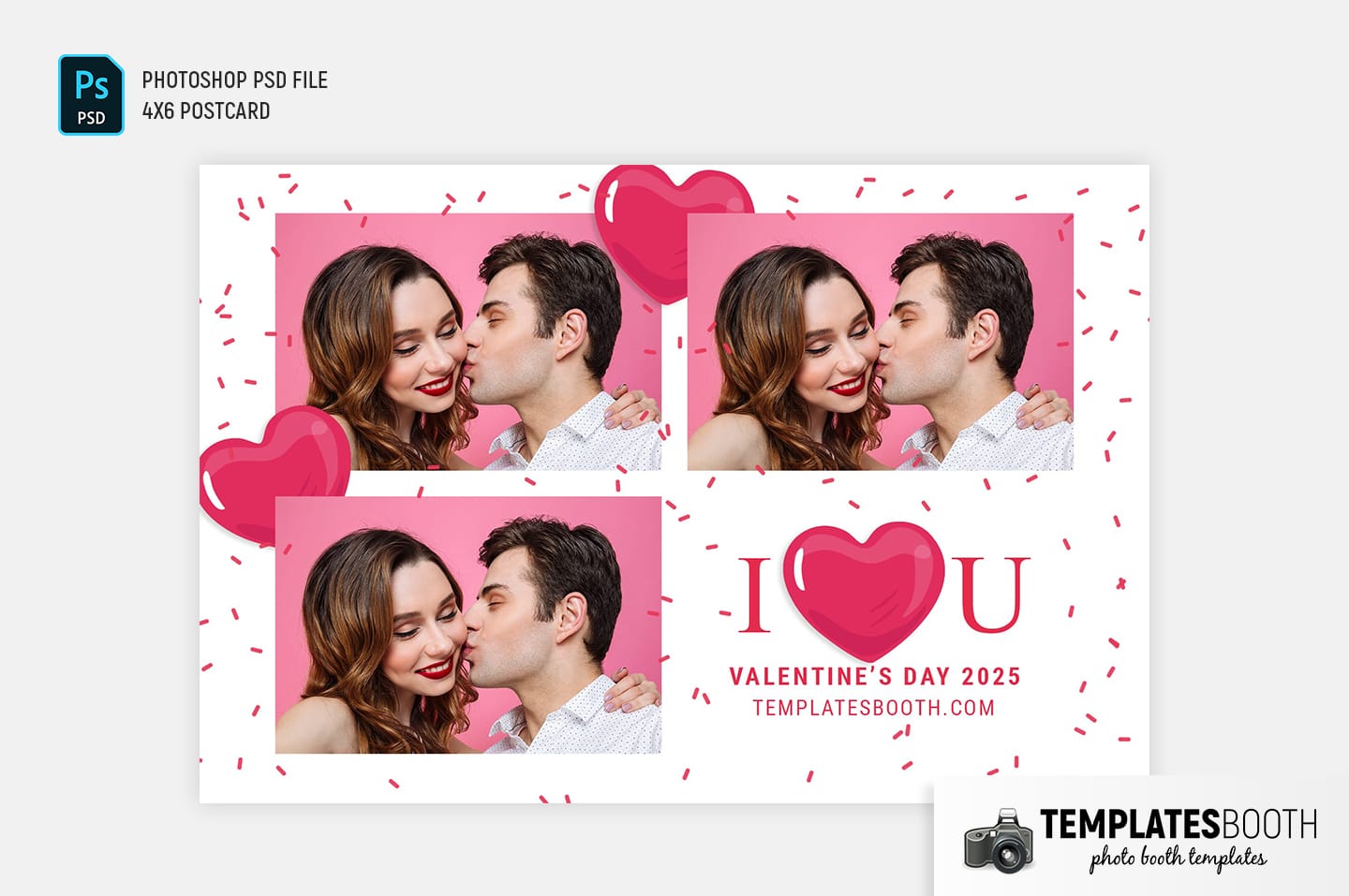 I Love You Valentine's Day Photo Booth Template (4x6 postcard)