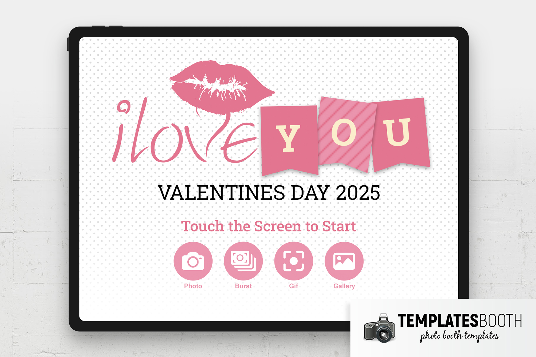 Valentines Kiss Photo Booth Welcome Screen