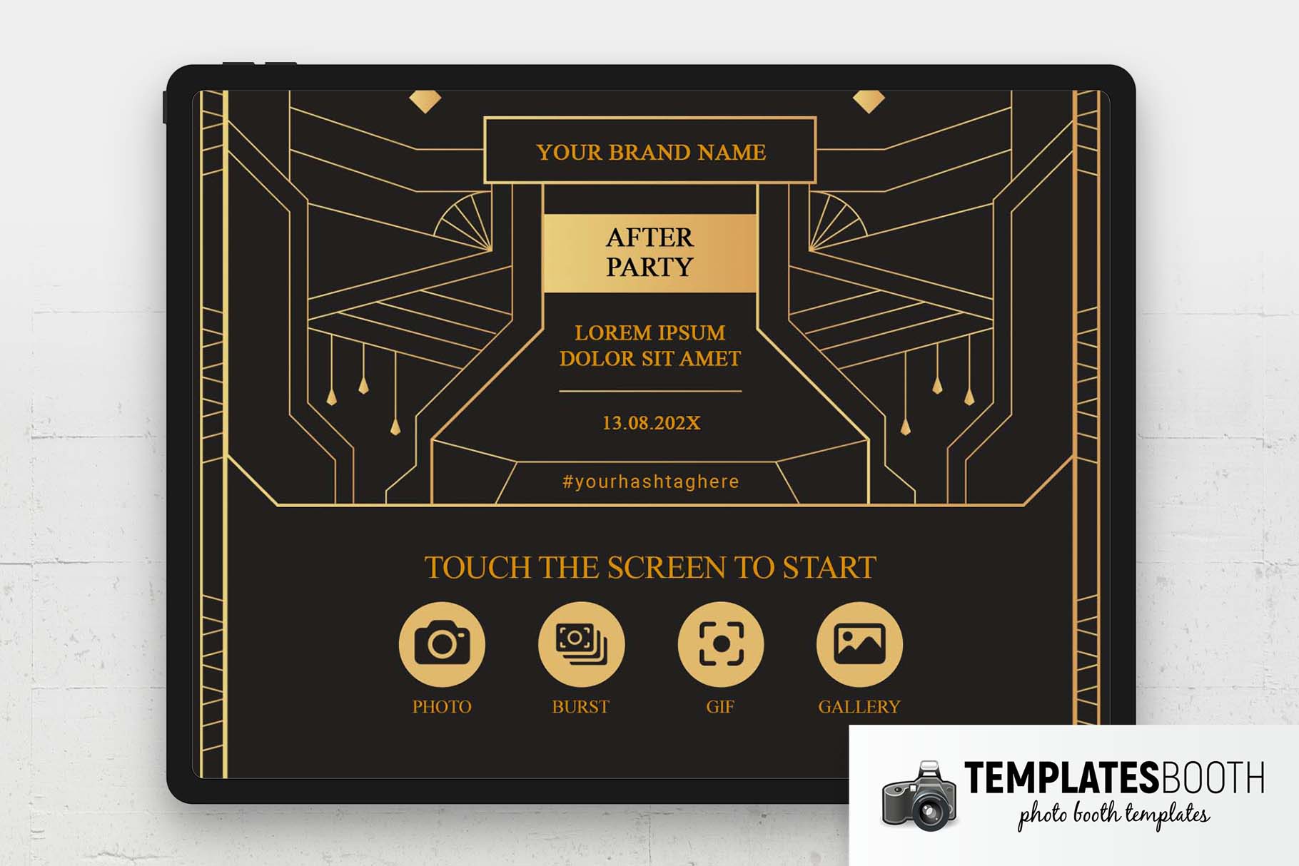 Art Deco Party Photo Booth Welcome Screen