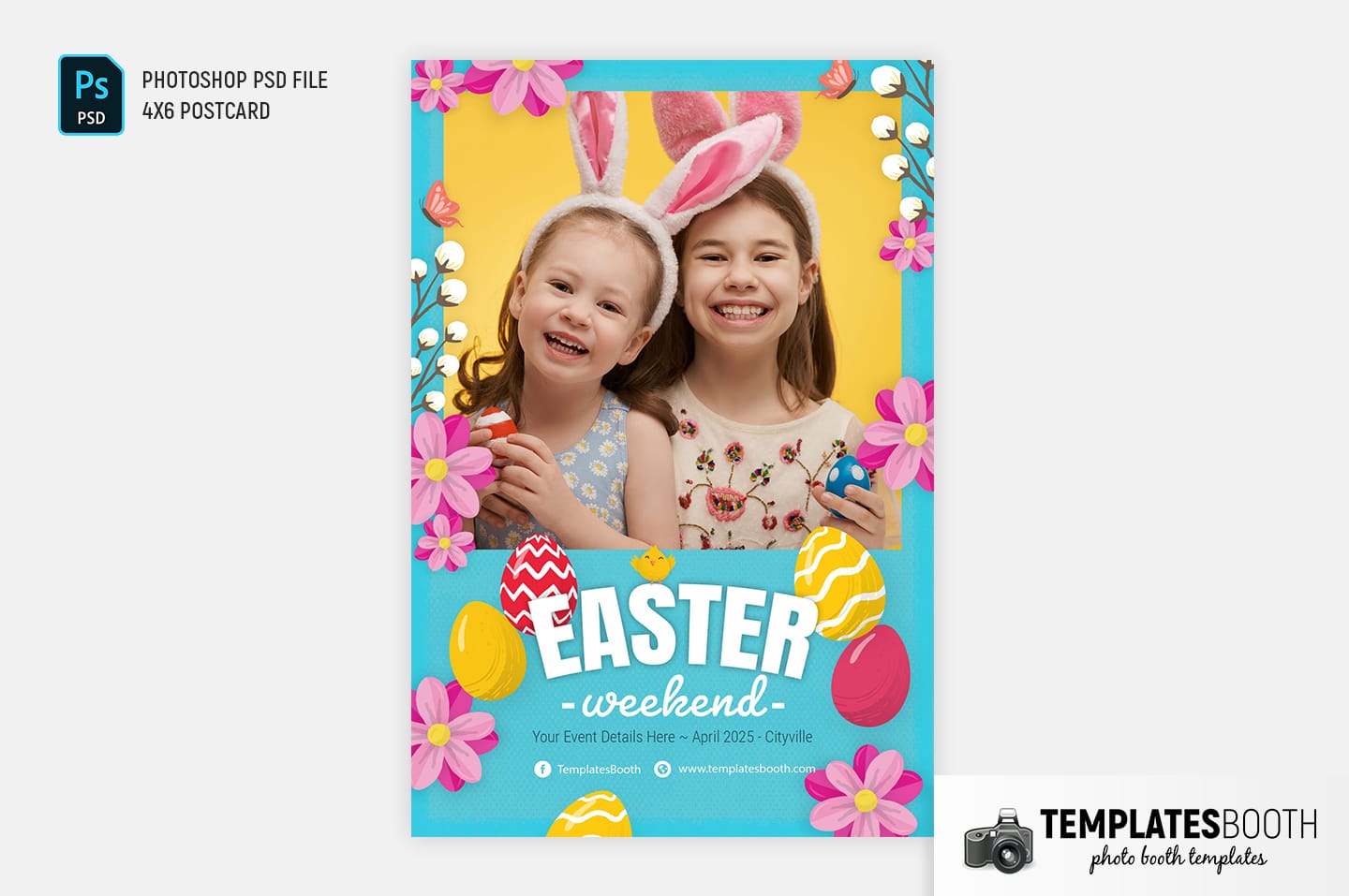 Easter Photo Booth Template (4x6 postcard)
