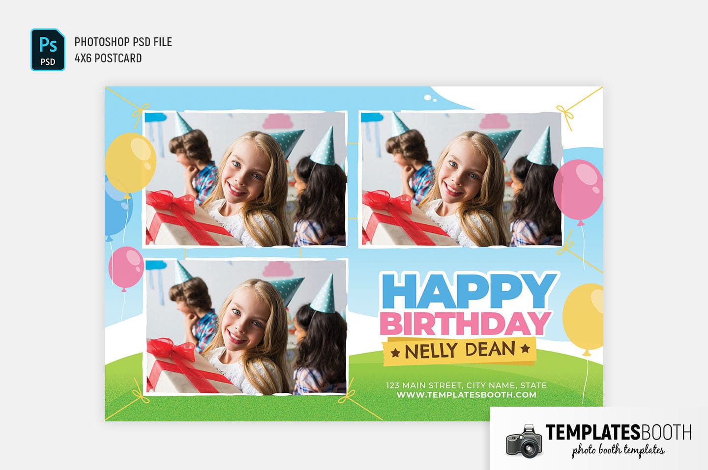 Happy Birthday Photo Booth Template (4x6 Postcard)