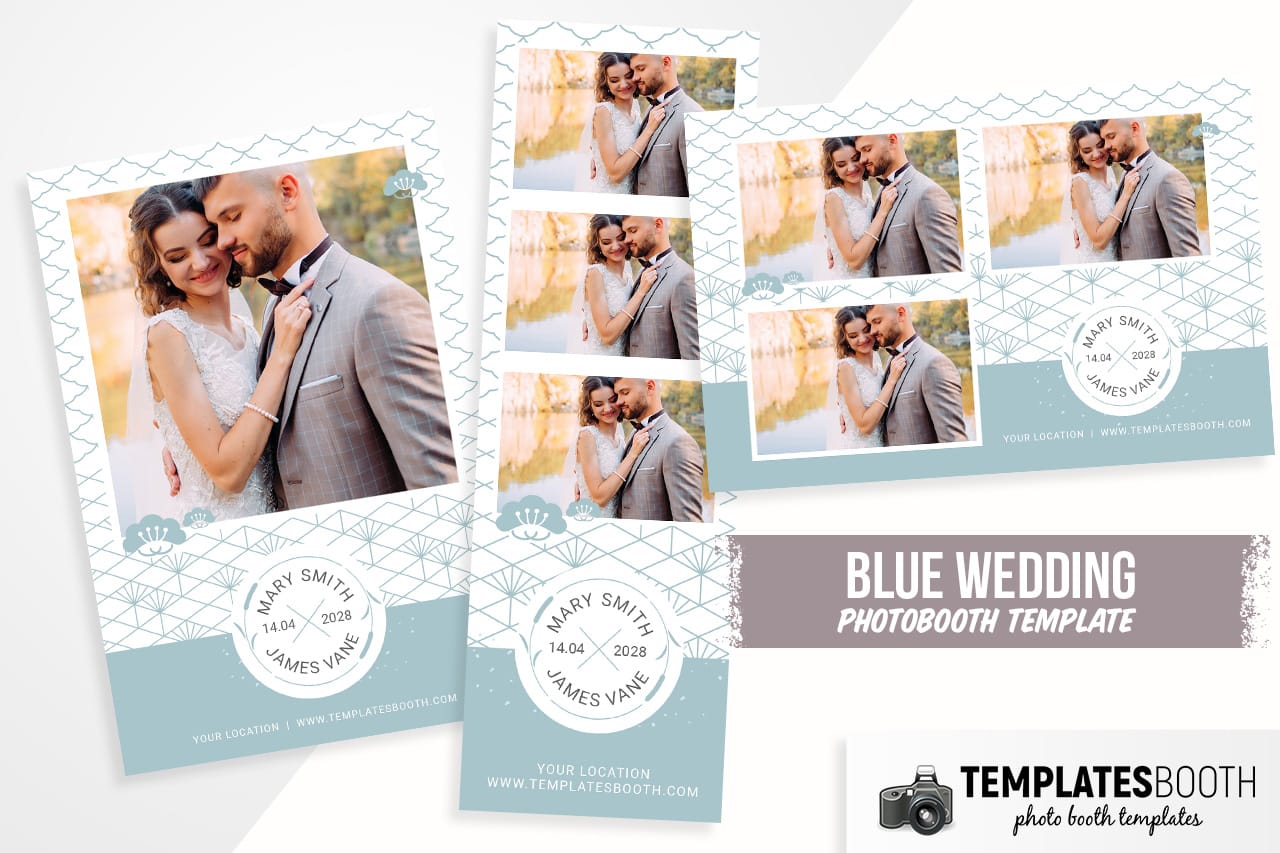 Blue Pattern Wedding Photo Booth Template