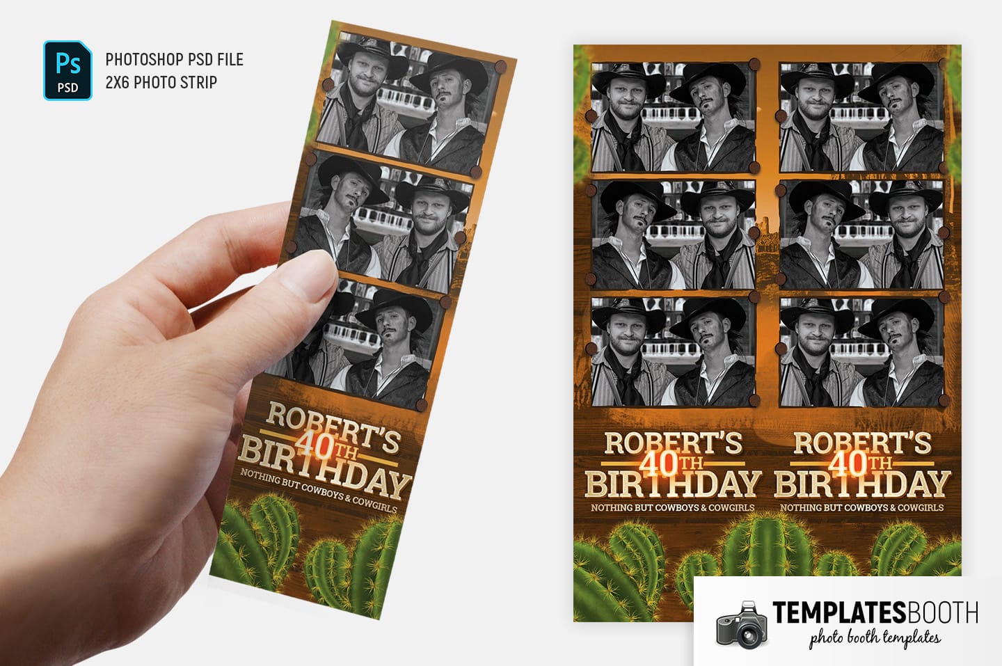 Country & Western Photo Booth Template (2x6 photo strip)