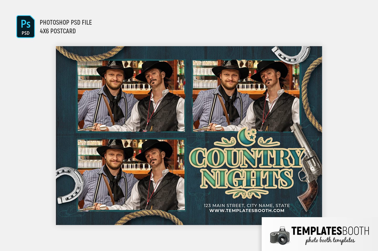 Country Nights Photo Booth Template (4x6 postcard landscape)