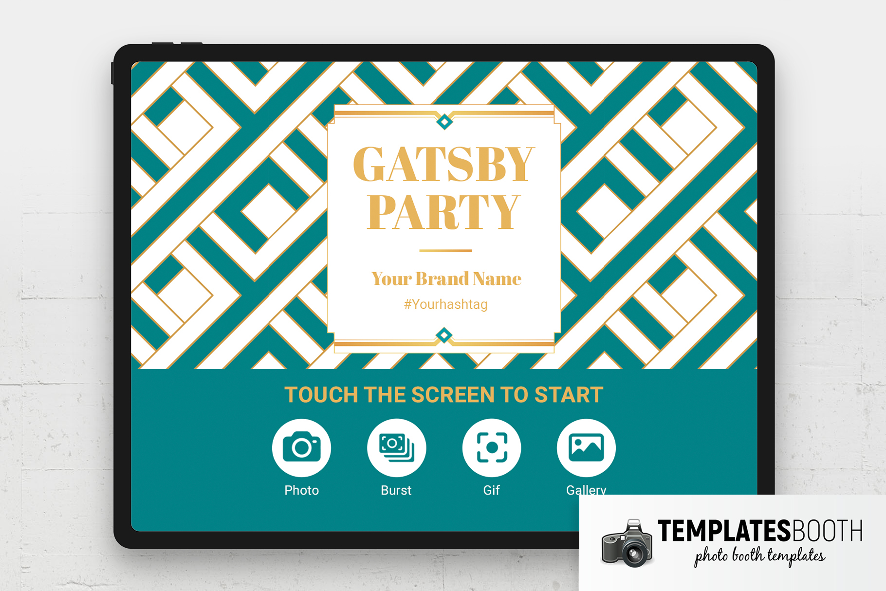 Turquoise Glamour Photo Booth Welcome Screen