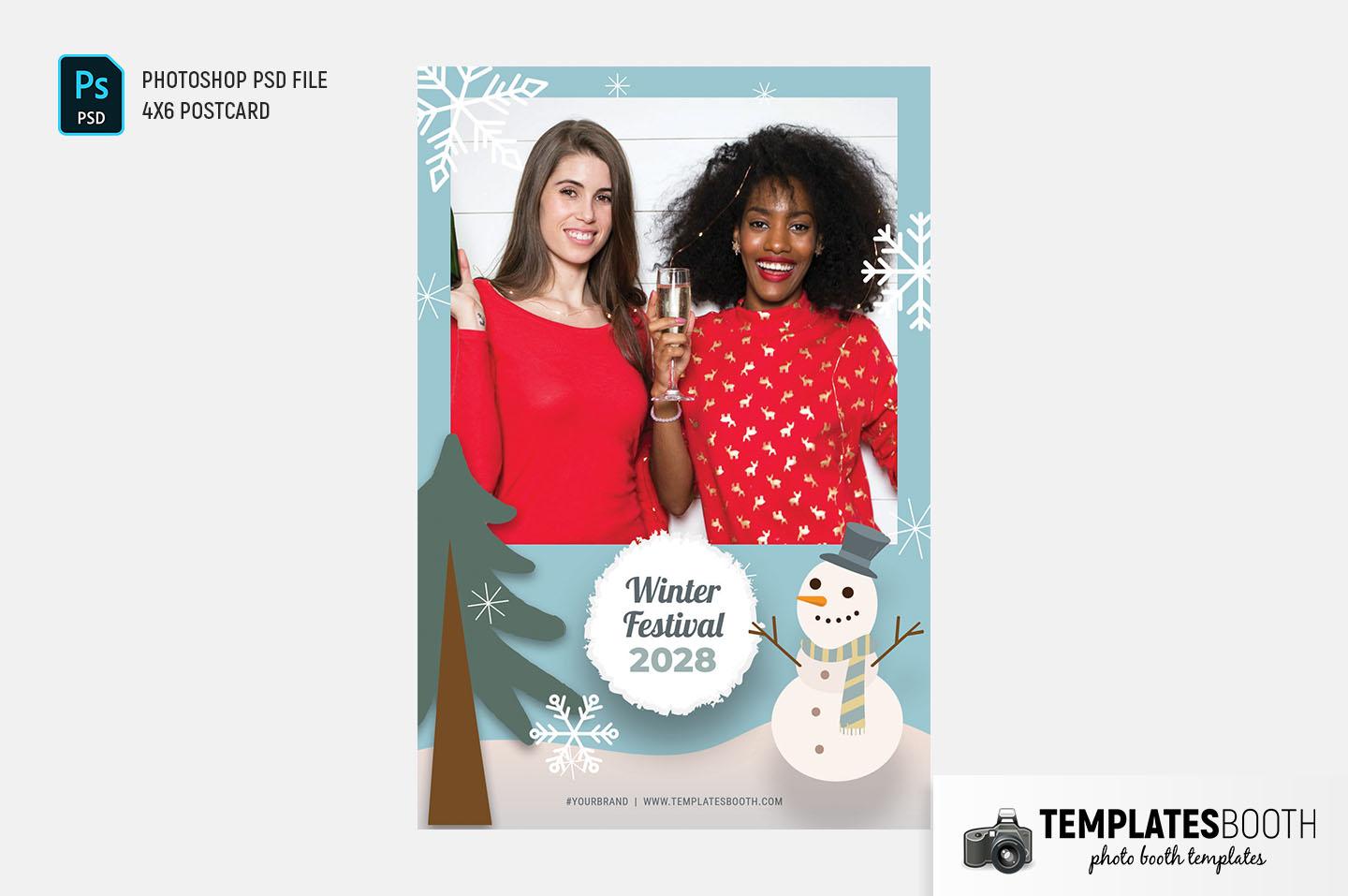 Winter Festival Photo Booth Template (4x6 postcard)