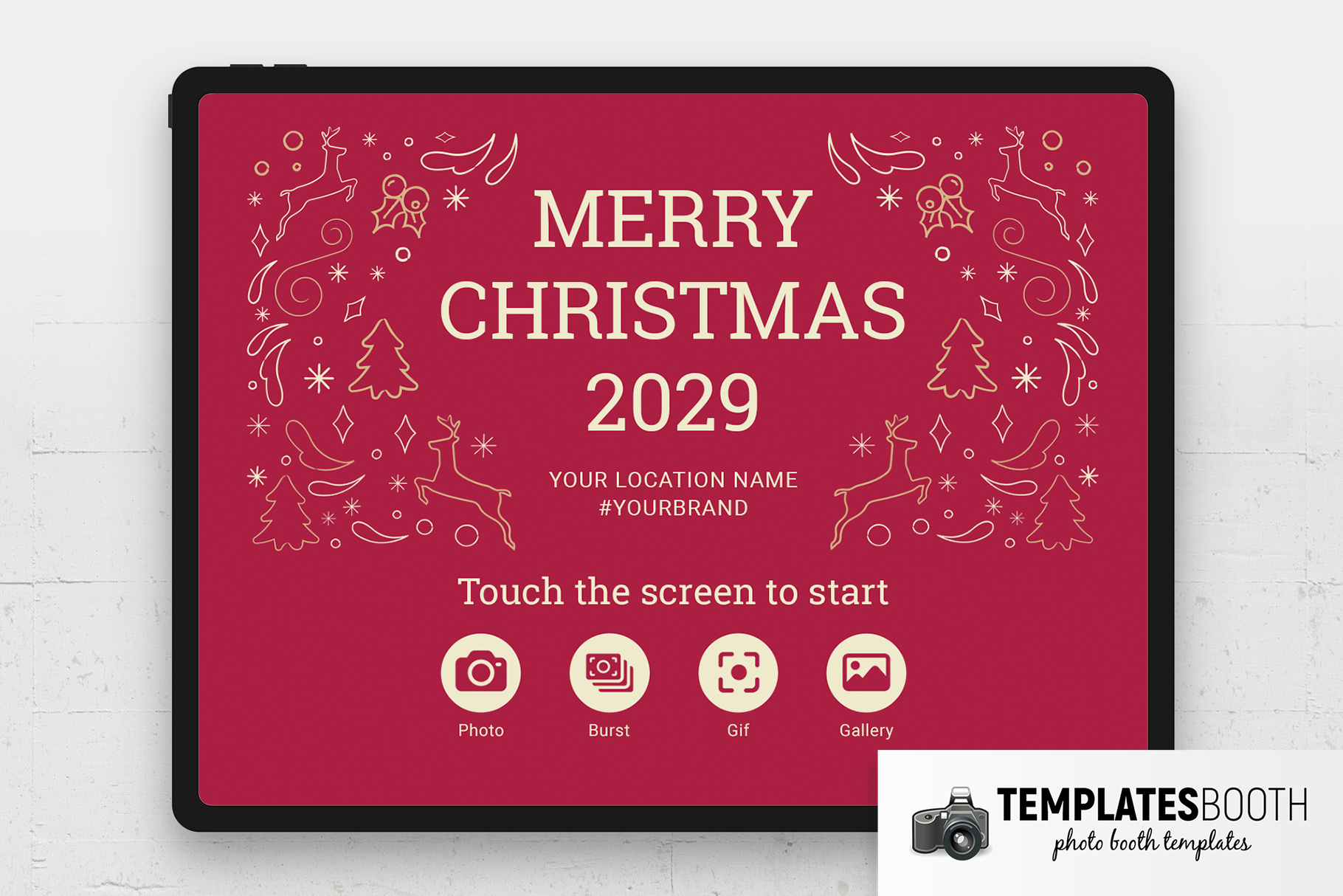 Ornate Christmas Photo Booth Welcome Screen