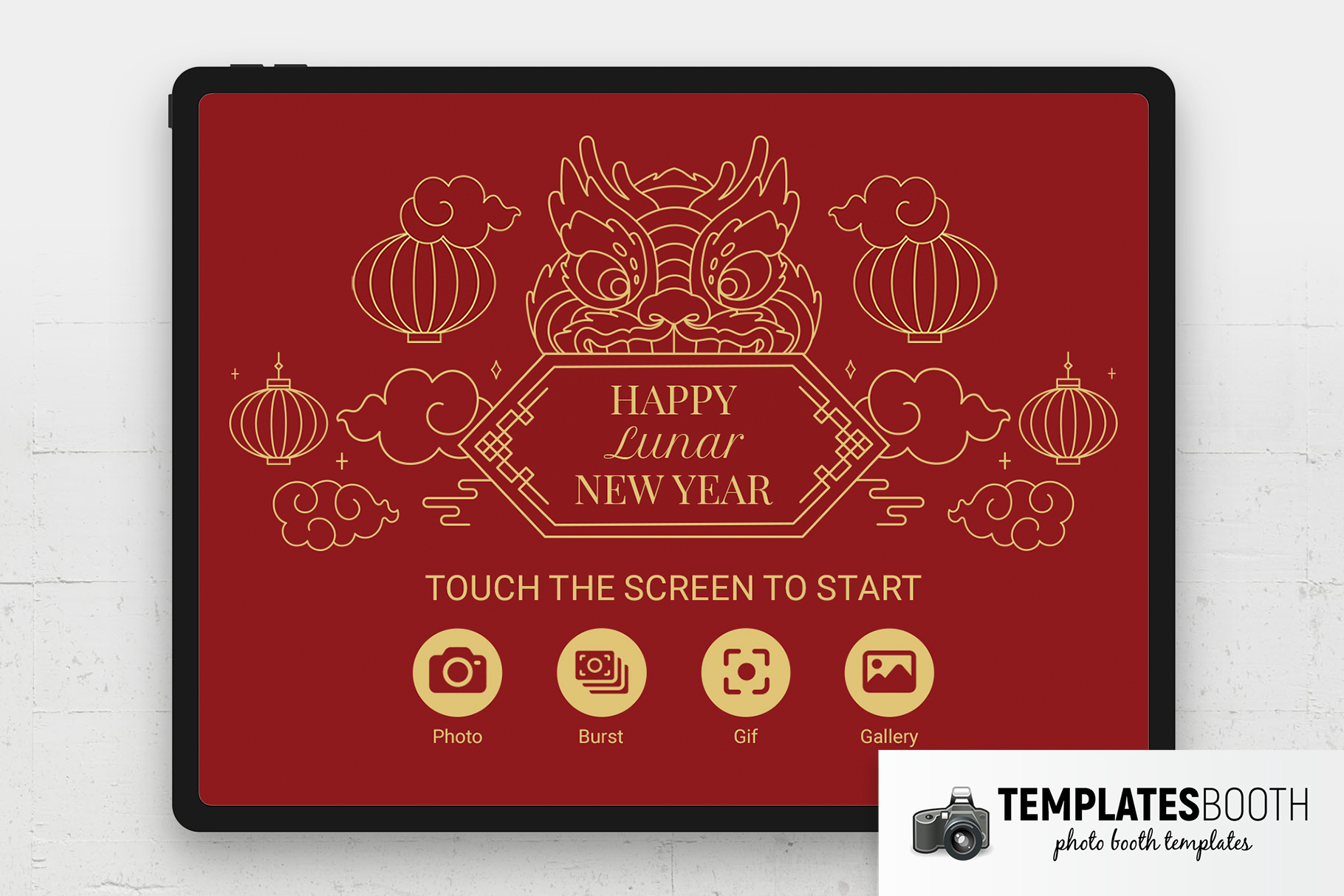 Écran de bienvenue pour le photomaton du Nouvel An chinois