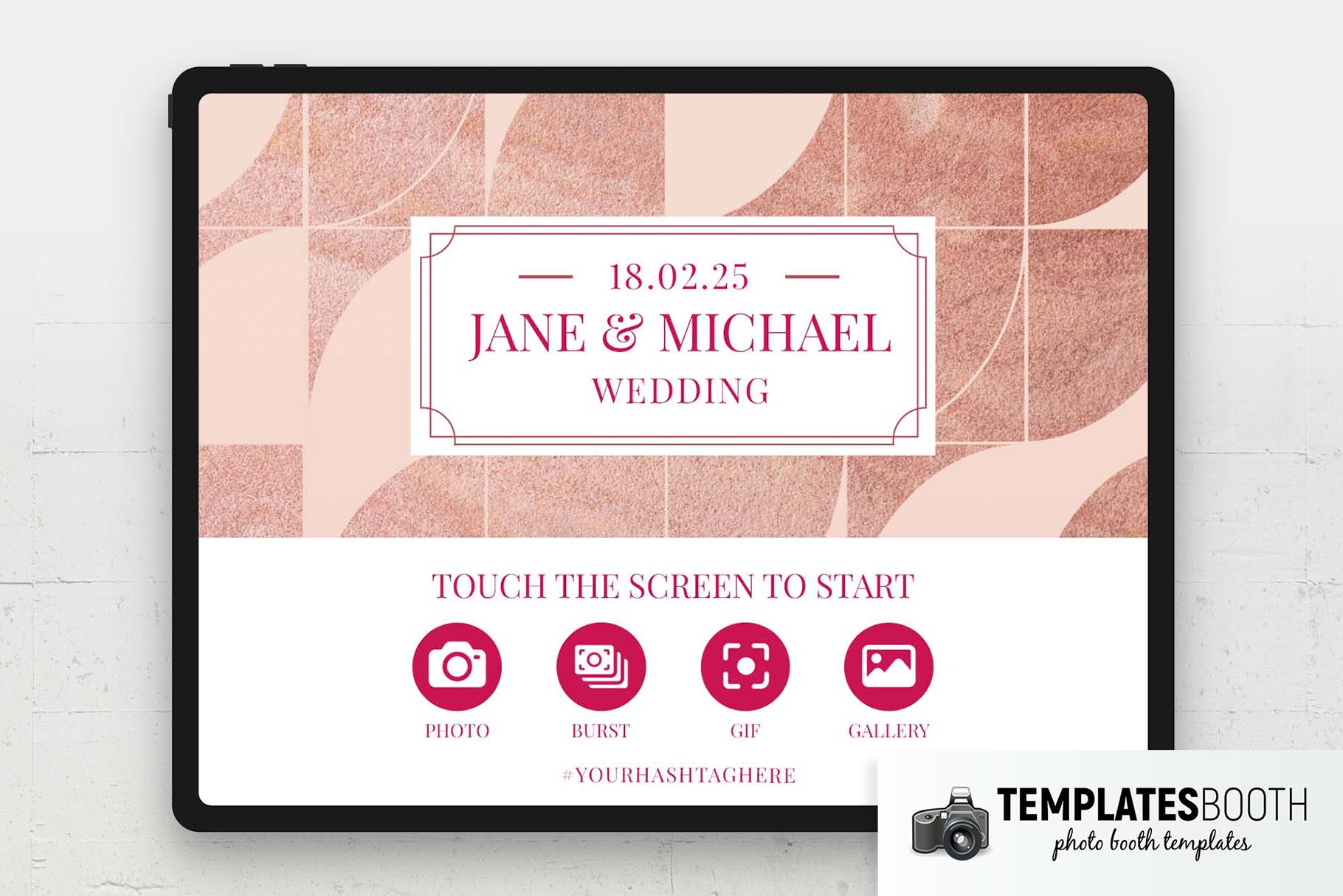 Rose Patterned Photo Booth Welcome Screen