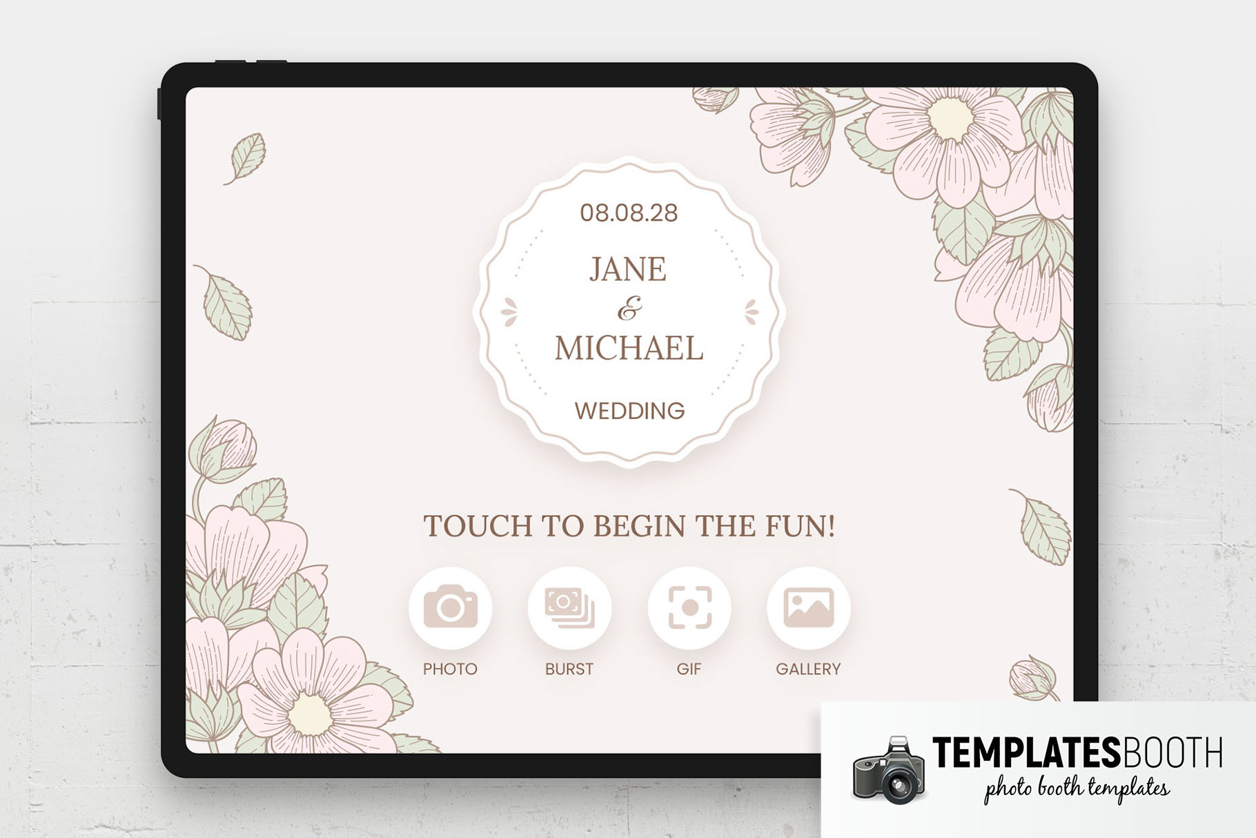 Wedding Flowers Photo Booth Welcome Screen