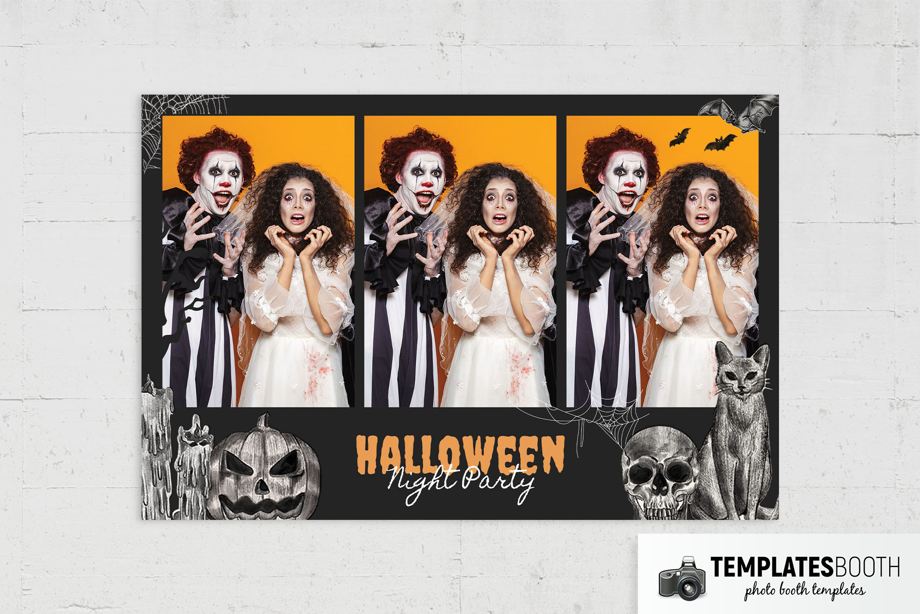 Hand Sketched Halloween Photo Booth Template