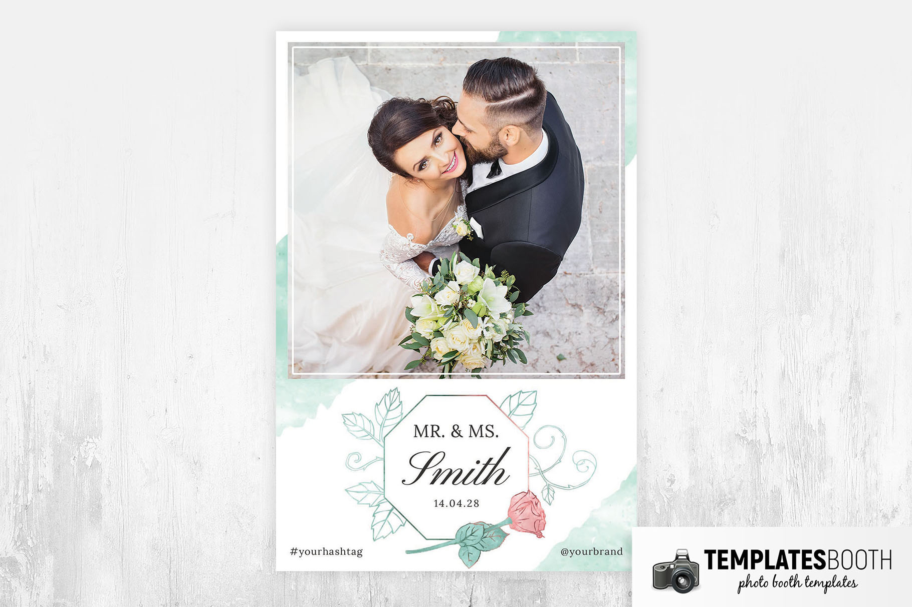 Watercolor Mint Wedding Photo Booth Template