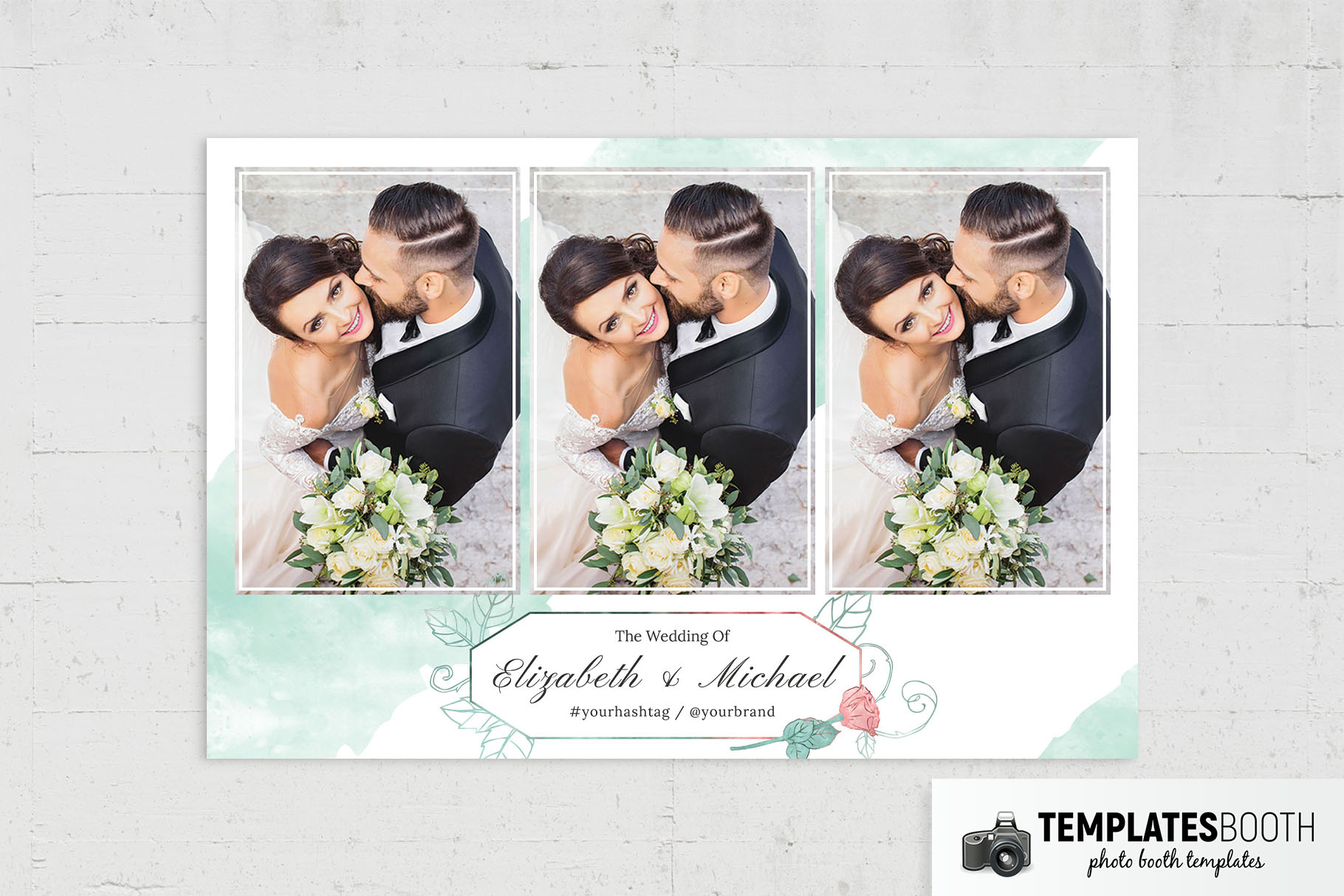 Free Watercolor Mint Wedding Photo Booth Template