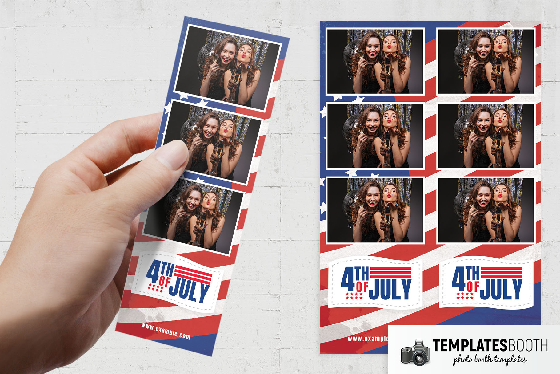 Blue & Red 4th July Photo Booth Template (PSD Format)