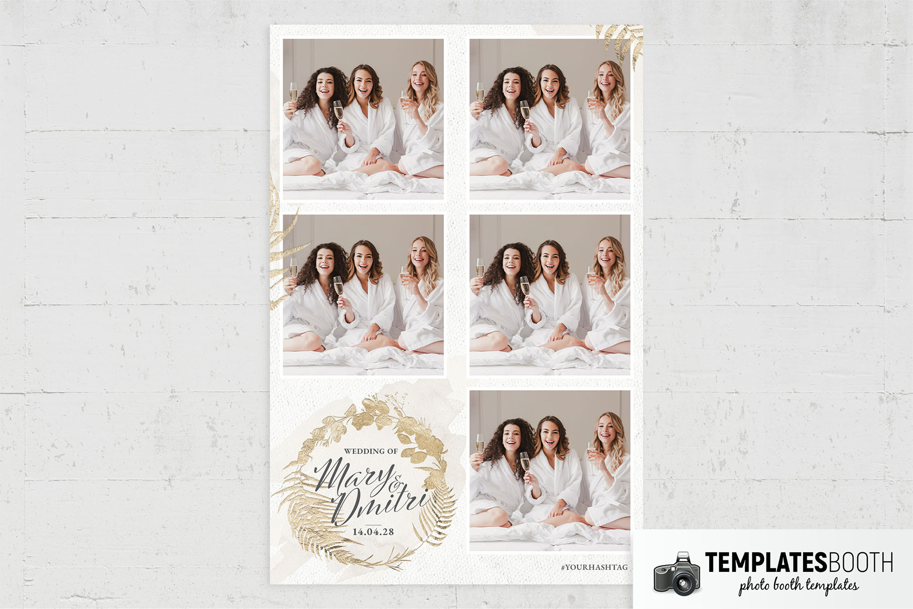 Rustic Gold Leaf Photo Booth Template (PSD Formats)