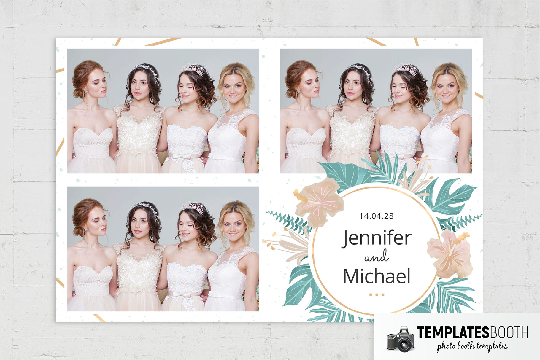 Free Tropical Leaves Photo Booth Template